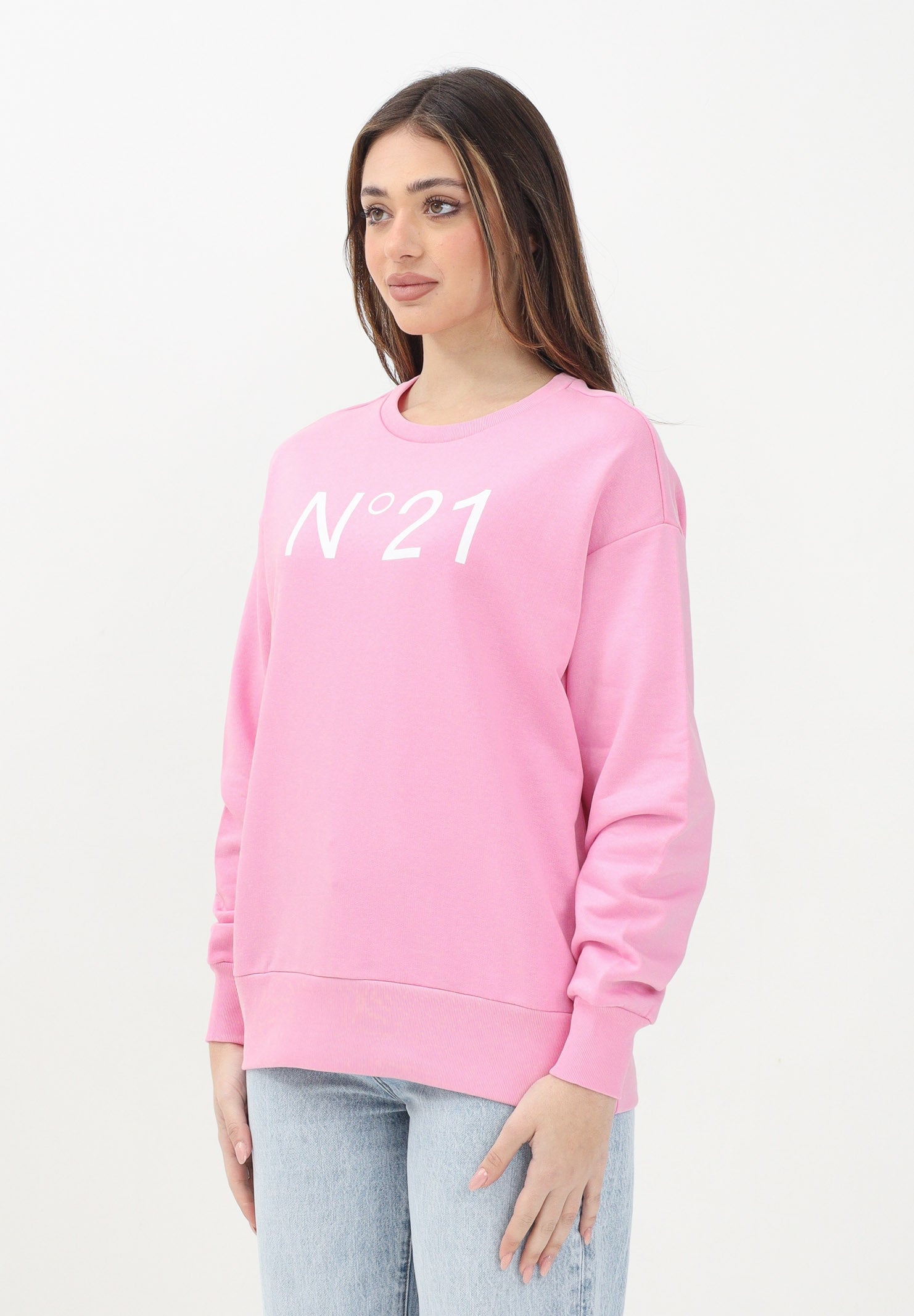 N21 Felpa girocollo rosa per donna, ragazze e bambine con il logo "N°21" stampato N21A23N0154 0N318 N21