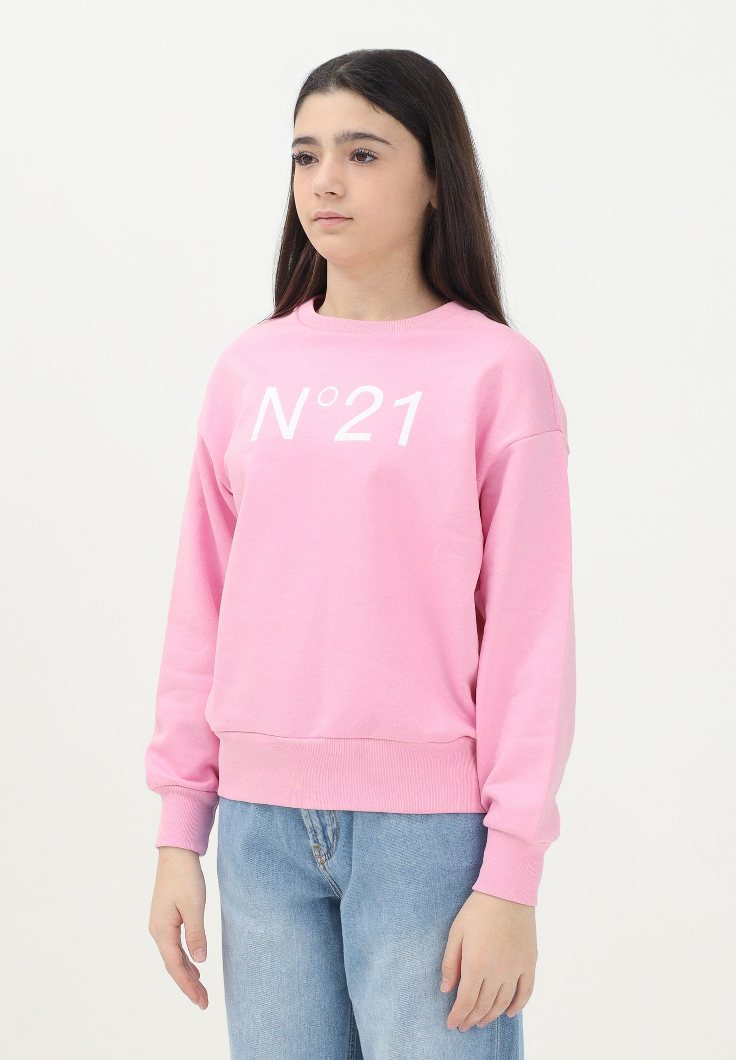 N21 Felpa girocollo rosa per donna, ragazze e bambine con il logo "N°21" stampato N21A23N0154 0N318 N21
