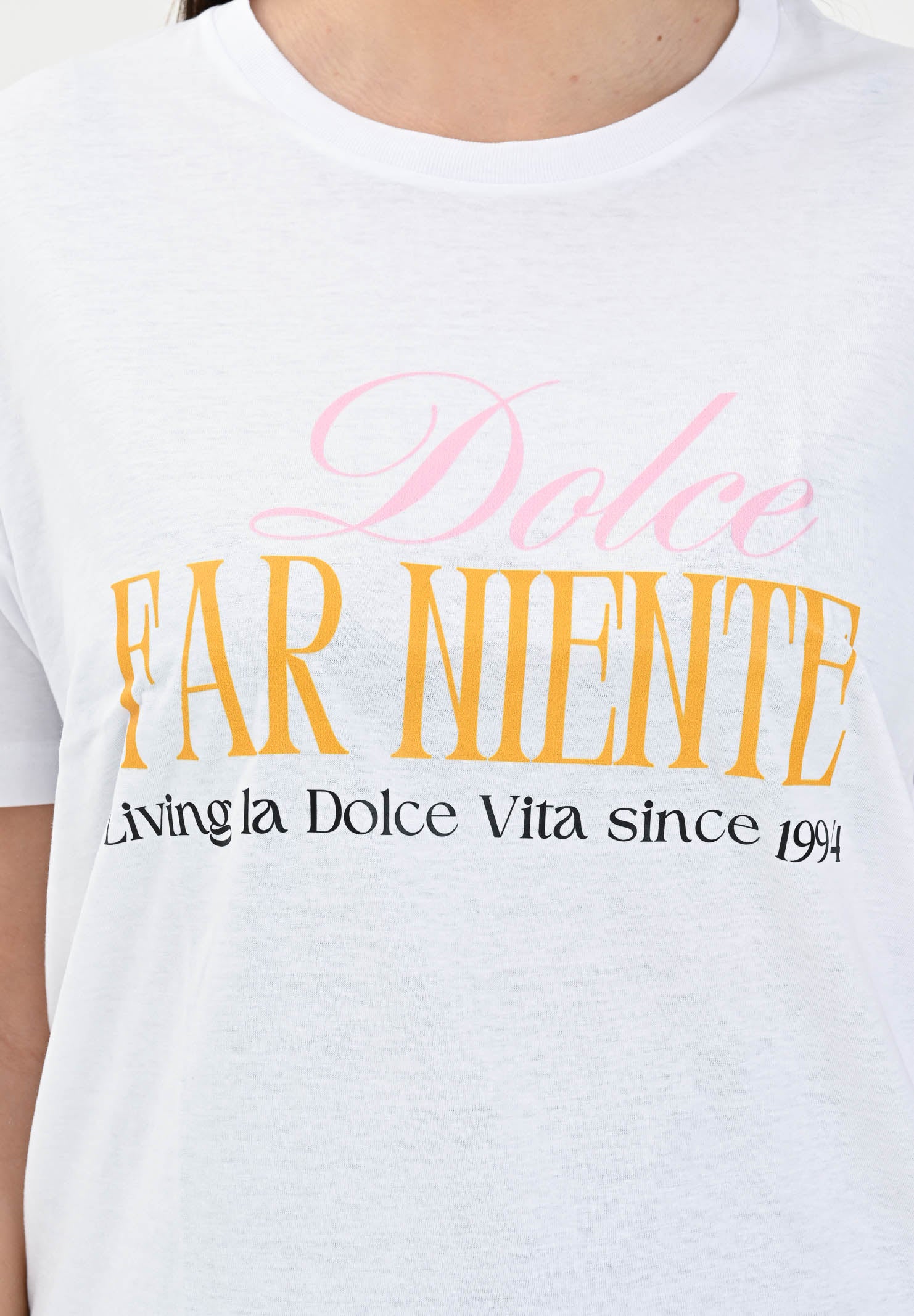 SANTAS T-shirt a manica corta bianca da donna con stampa DOLCEFARNIENTE BIANCO SANTAS