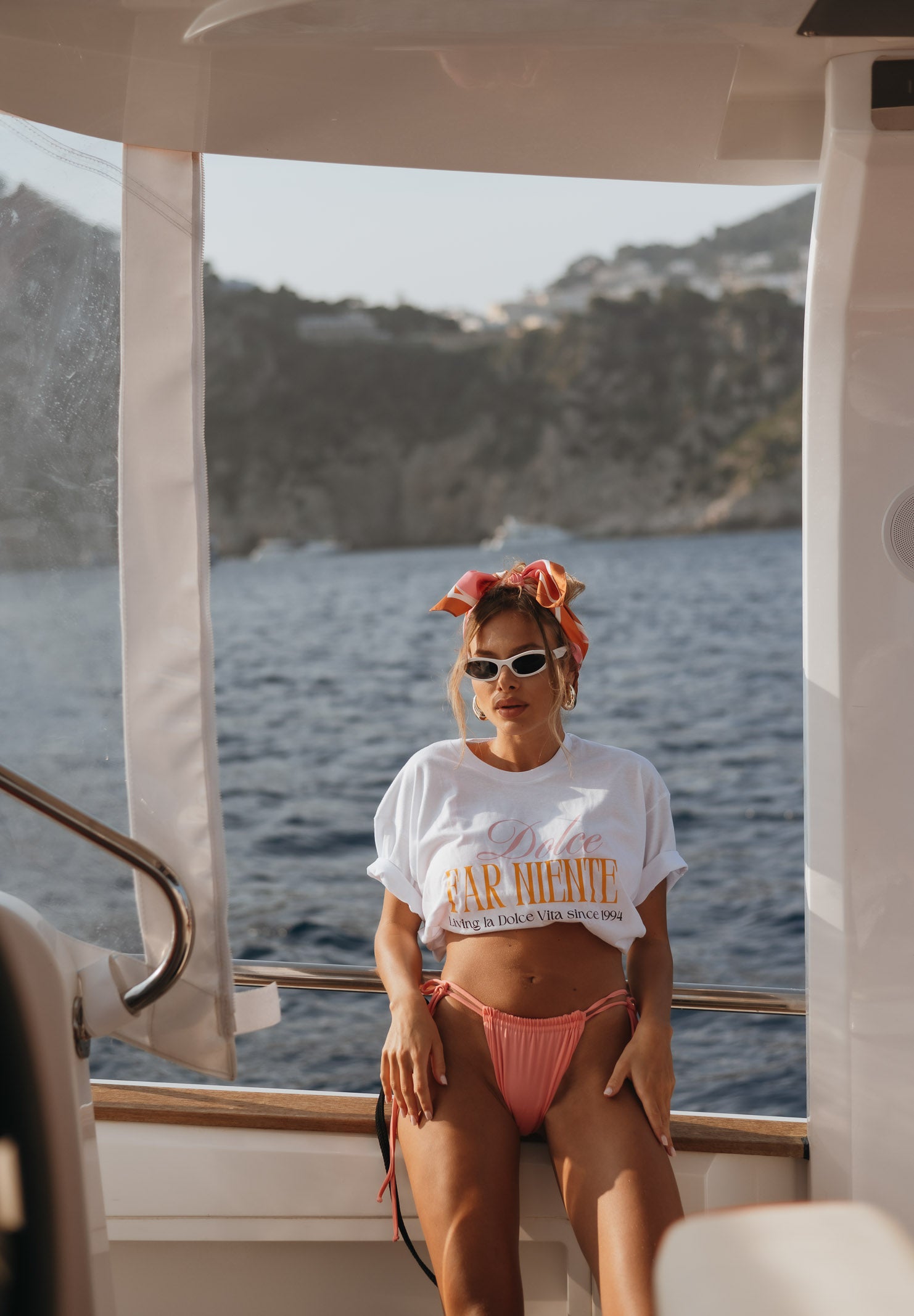 SANTAS T-shirt a manica corta bianca da donna con stampa DOLCEFARNIENTE BIANCO SANTAS