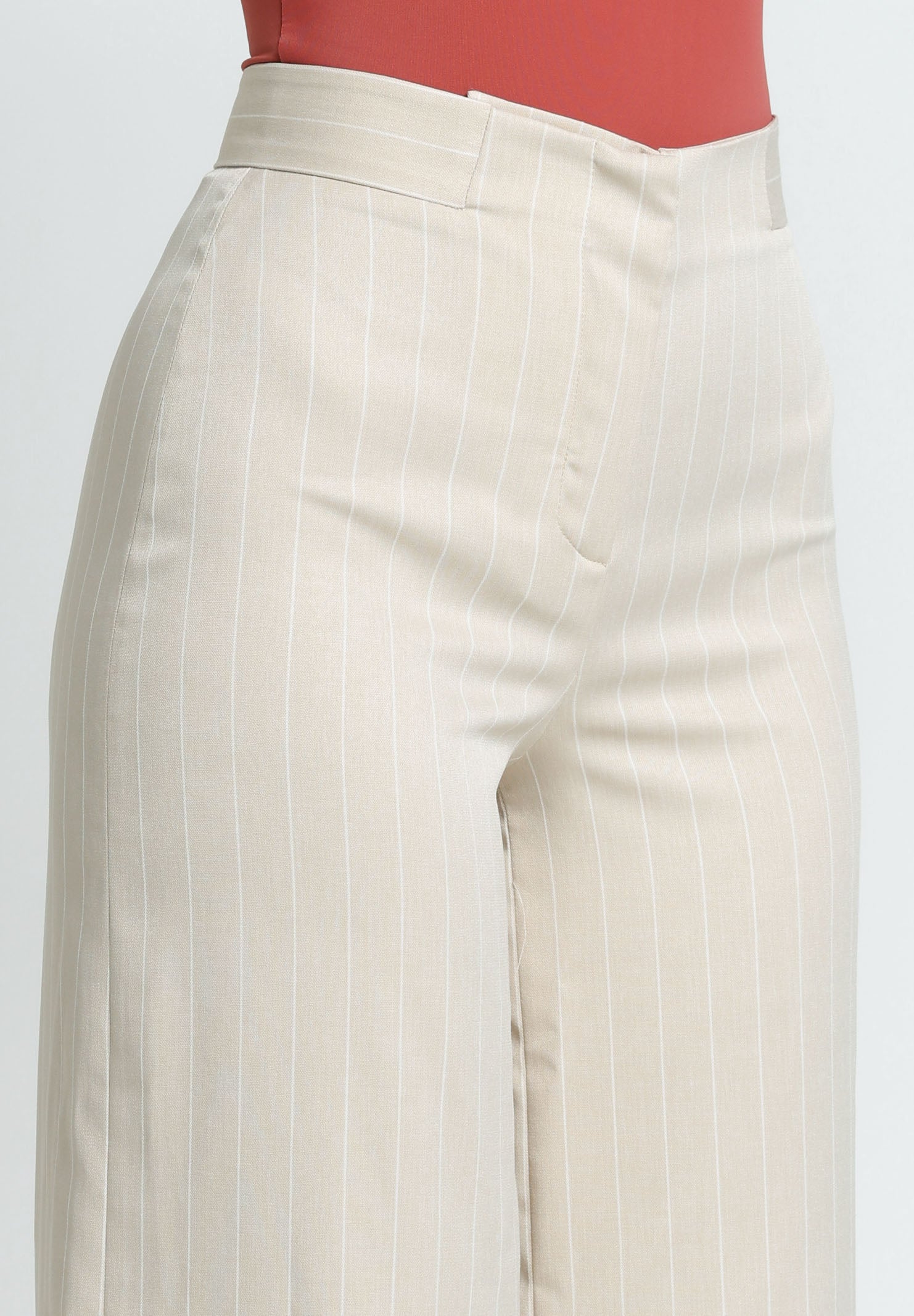 SANTAS Pantalone APPLE PIE beige da donna con motivo gessato PV25018 BEIGE SANTAS