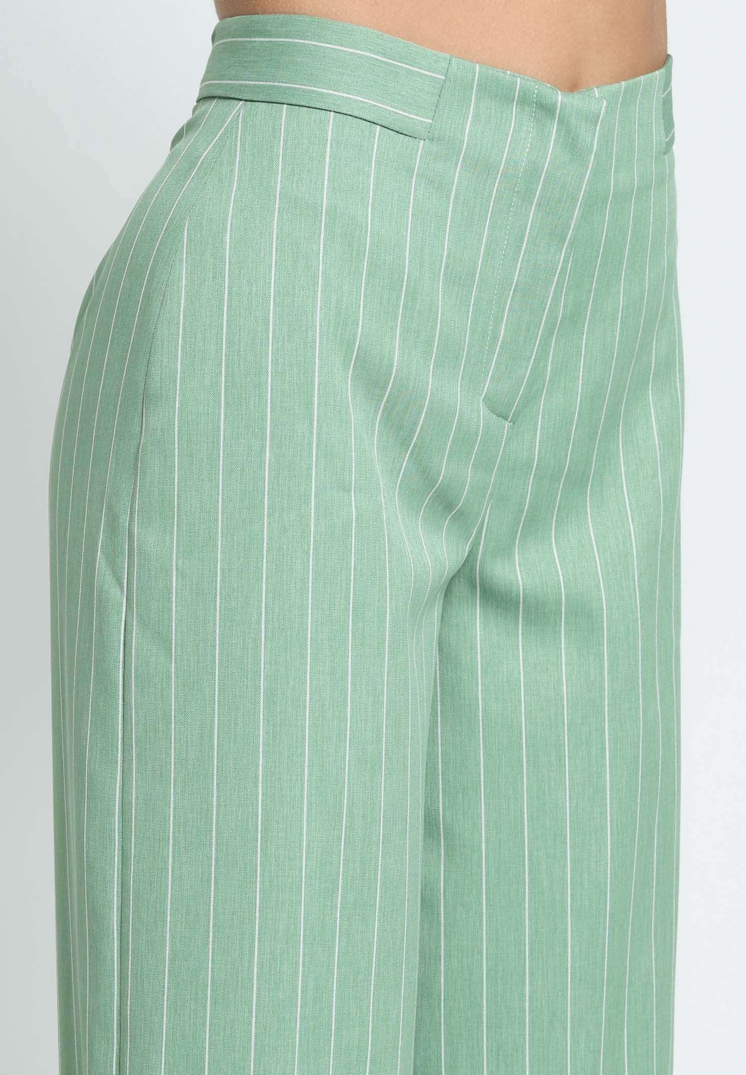 SANTAS Pantalone APPLE PIE verde da donna con motivo gessato PV25018 VERDE SANTAS