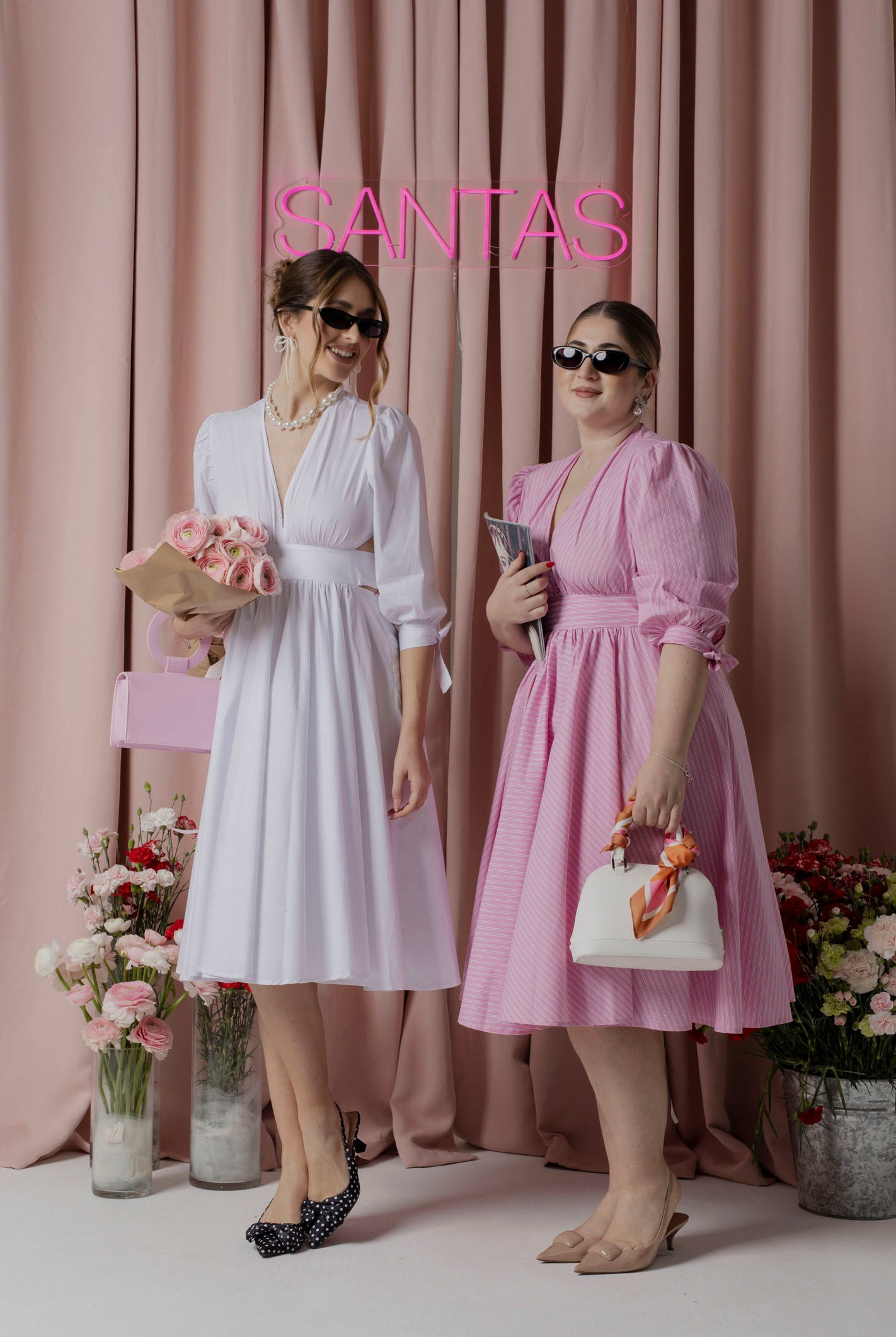 SANTAS Abito midi TIRAMISU' bianco da donna PV25019 BIANCO SANTAS