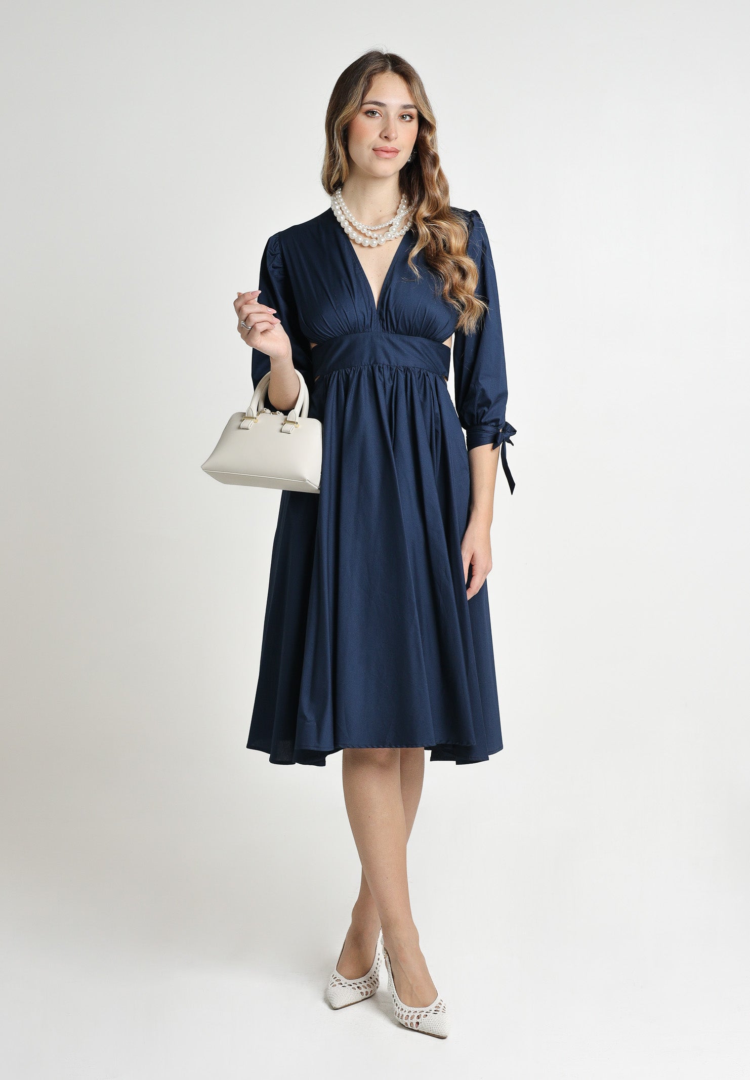 SANTAS Abito midi TIRAMISU' blu da donna PV25019 BLUE SANTAS