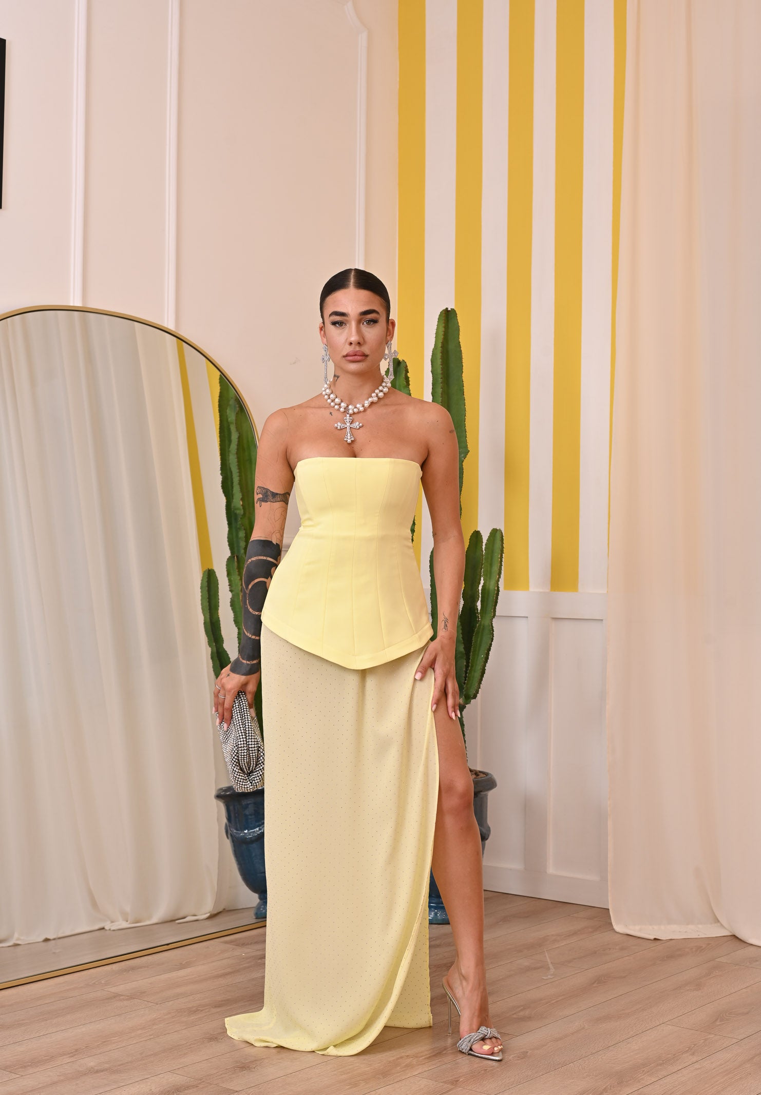 SANTAS Abito lungo CREAM giallo da donna PV25020 GIALLO SANTAS