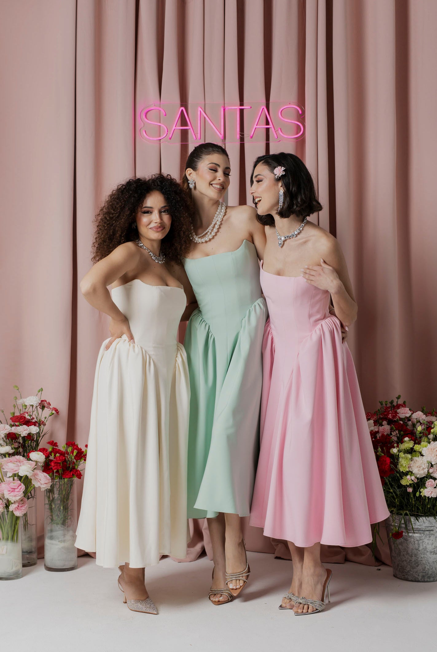 SANTAS Abito midi MARSHMALLOW panna da donna PV2509 BIANCO SANTAS