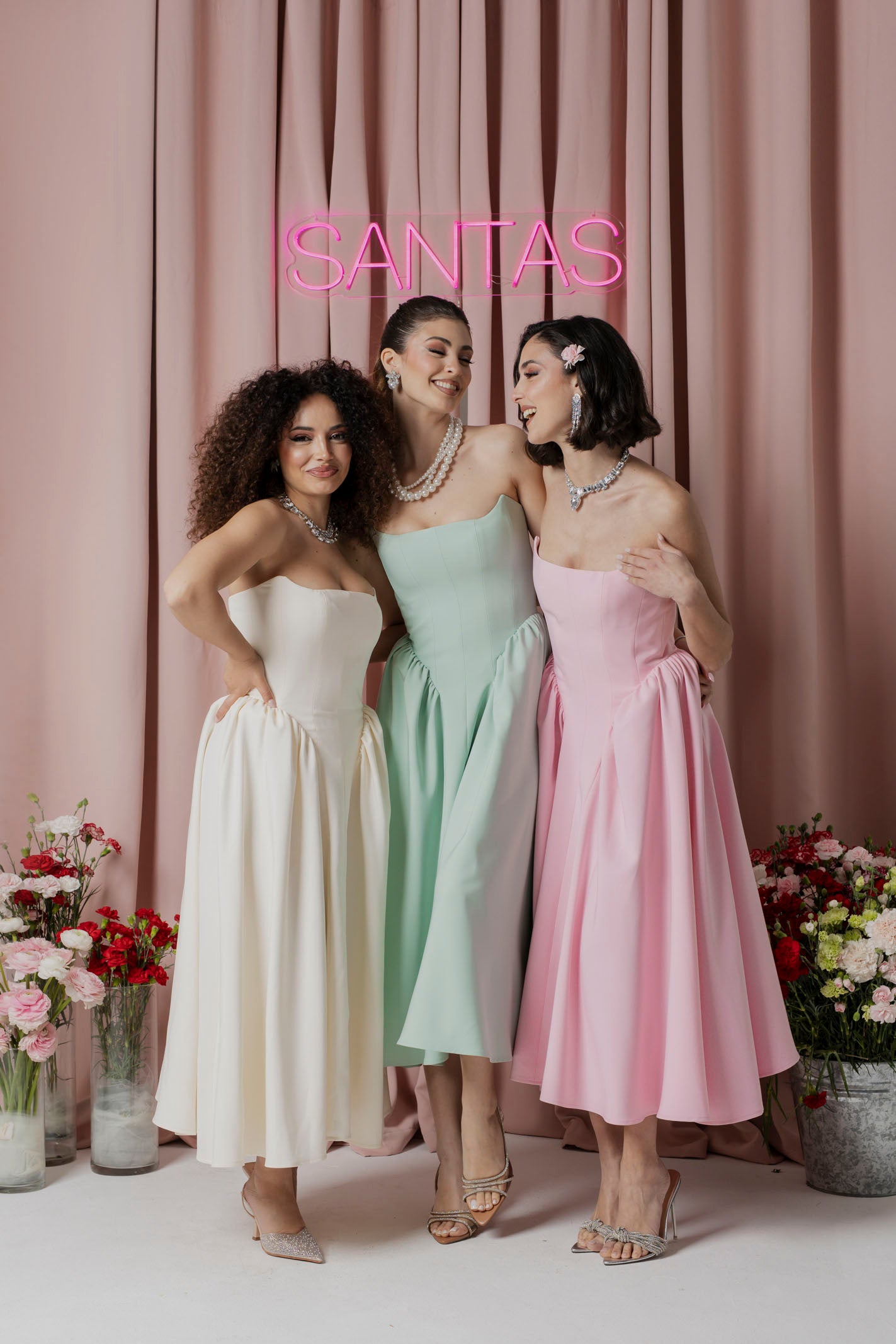 SANTAS Abito midi MARSHMALLOW panna da donna PV2509 BIANCO SANTAS