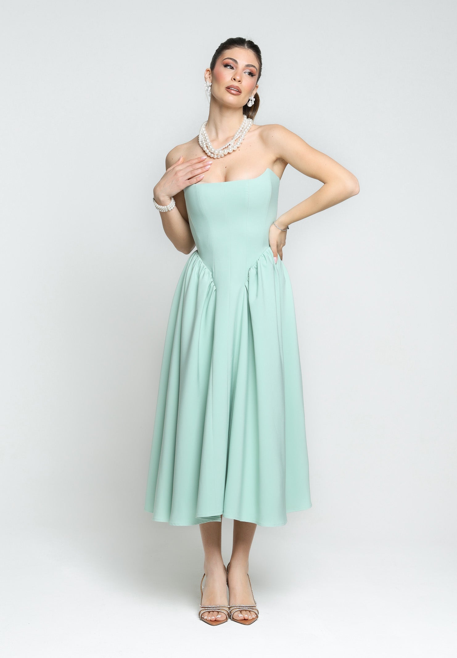 SANTAS Abito midi MARSHMALLOW verde menta da donna PV2509 VERDE SANTAS