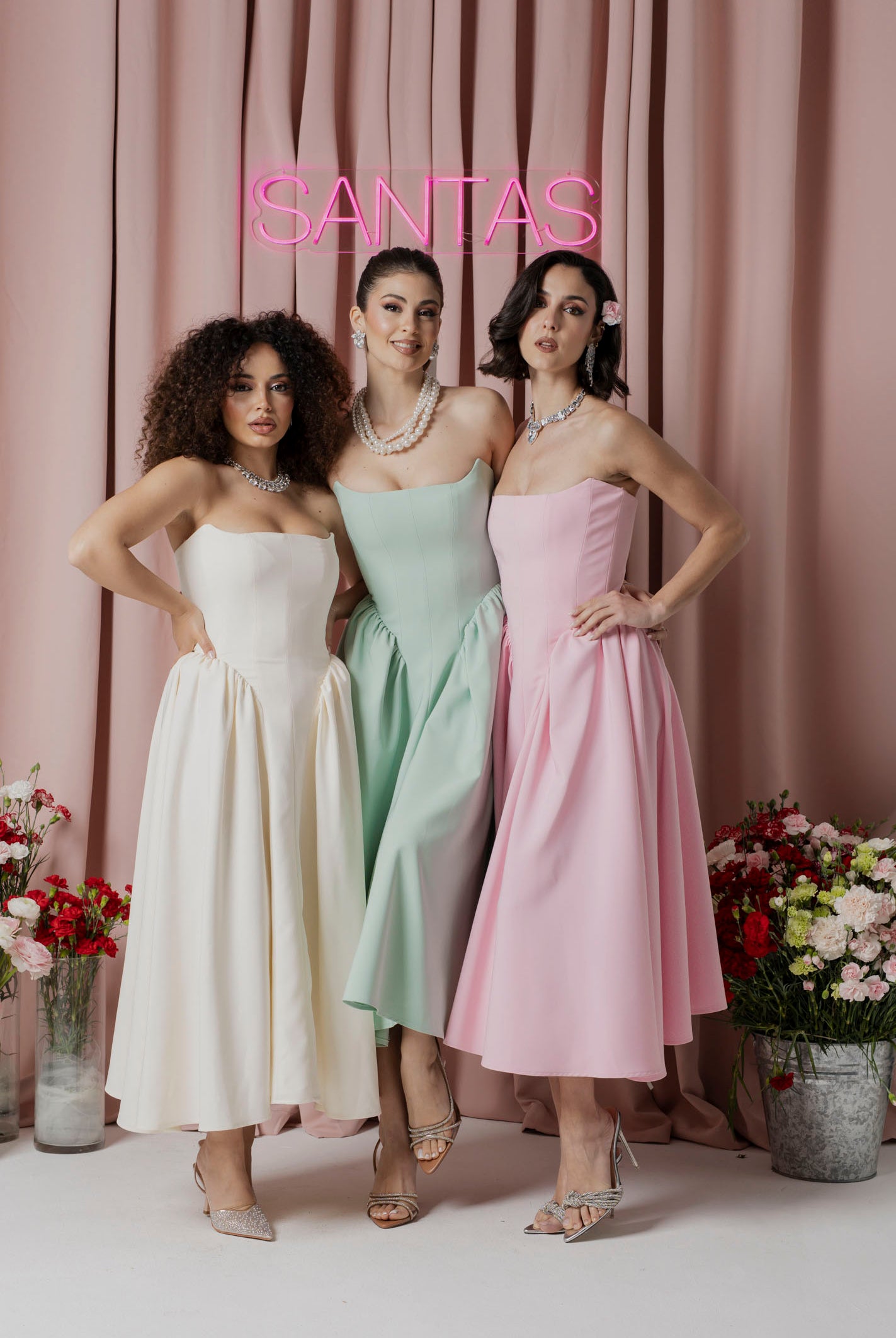 SANTAS Abito midi MARSHMALLOW verde menta da donna PV2509 VERDE SANTAS