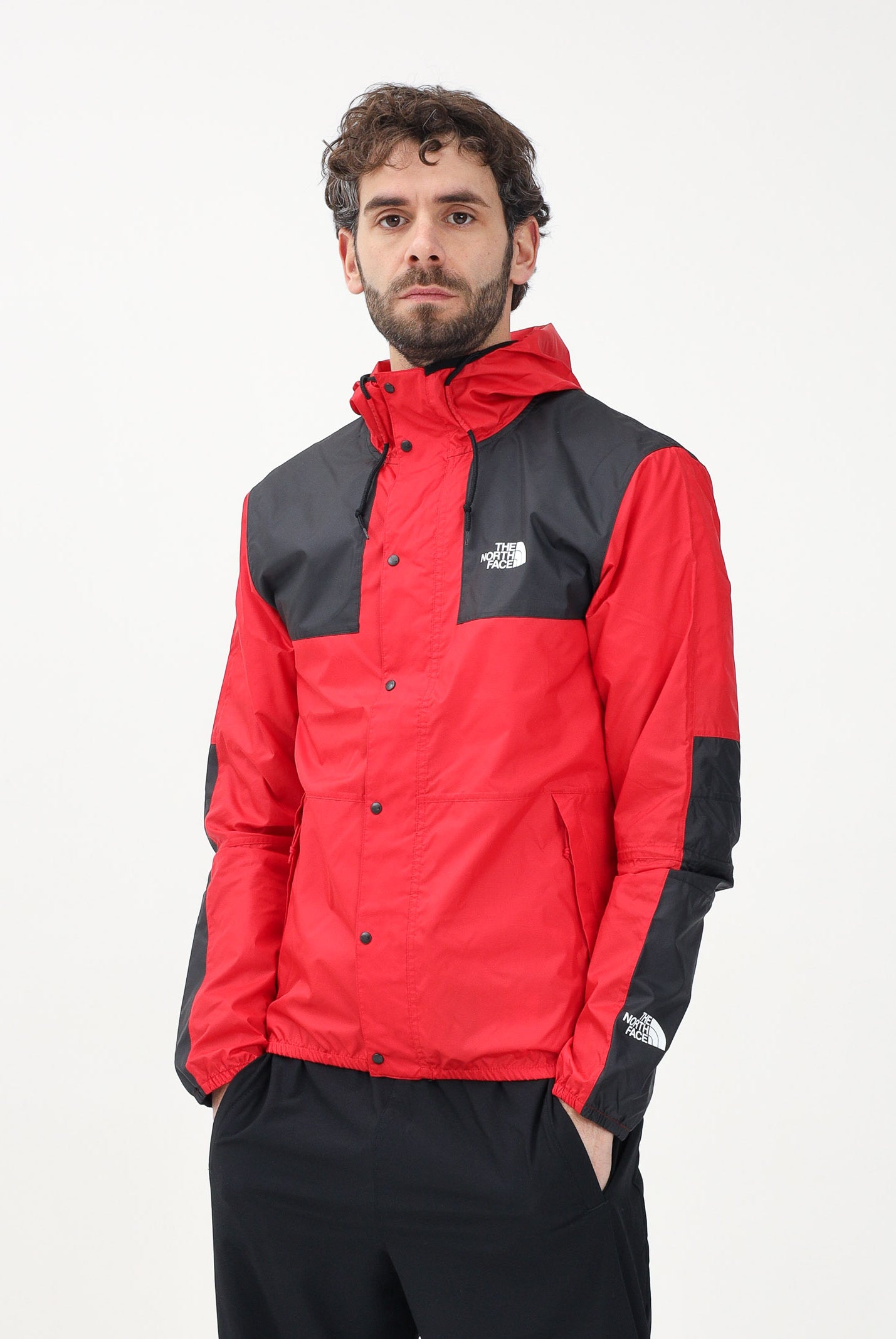 THE NORTH FACE Giacca a vento Seasonal Mountain rossa e nera da uomo NF0A5IG354A1 . THE NORTH FACE