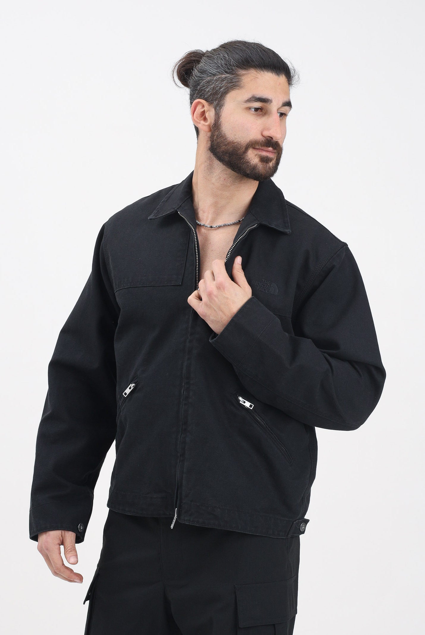 THE NORTH FACE Giubbotto di jeans Cedar Canvas in denim nero da uomo NF0A8B72JK31 . THE NORTH FACE