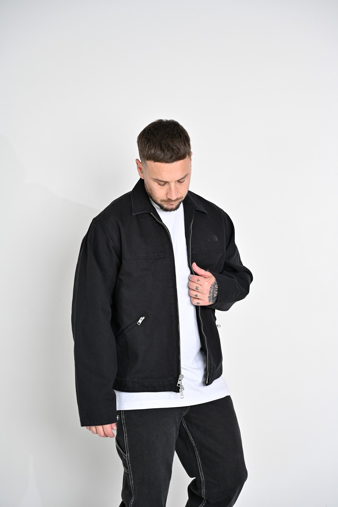 THE NORTH FACE Giubbotto di jeans Cedar Canvas in denim nero da uomo NF0A8B72JK31 . THE NORTH FACE