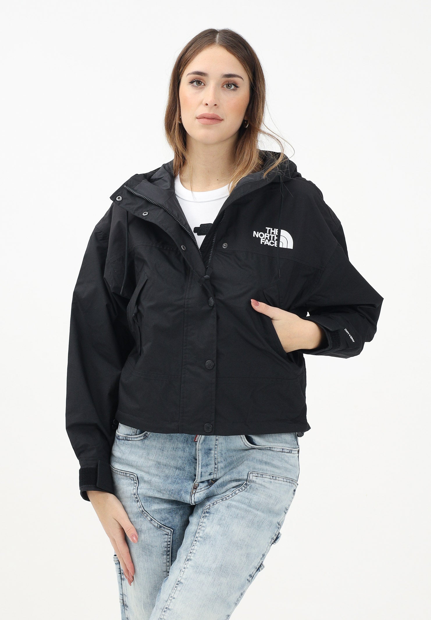 THE NORTH FACE Giacca a vento Mountain Mono nera da donna NF0A8BCHJK31 . THE NORTH FACE