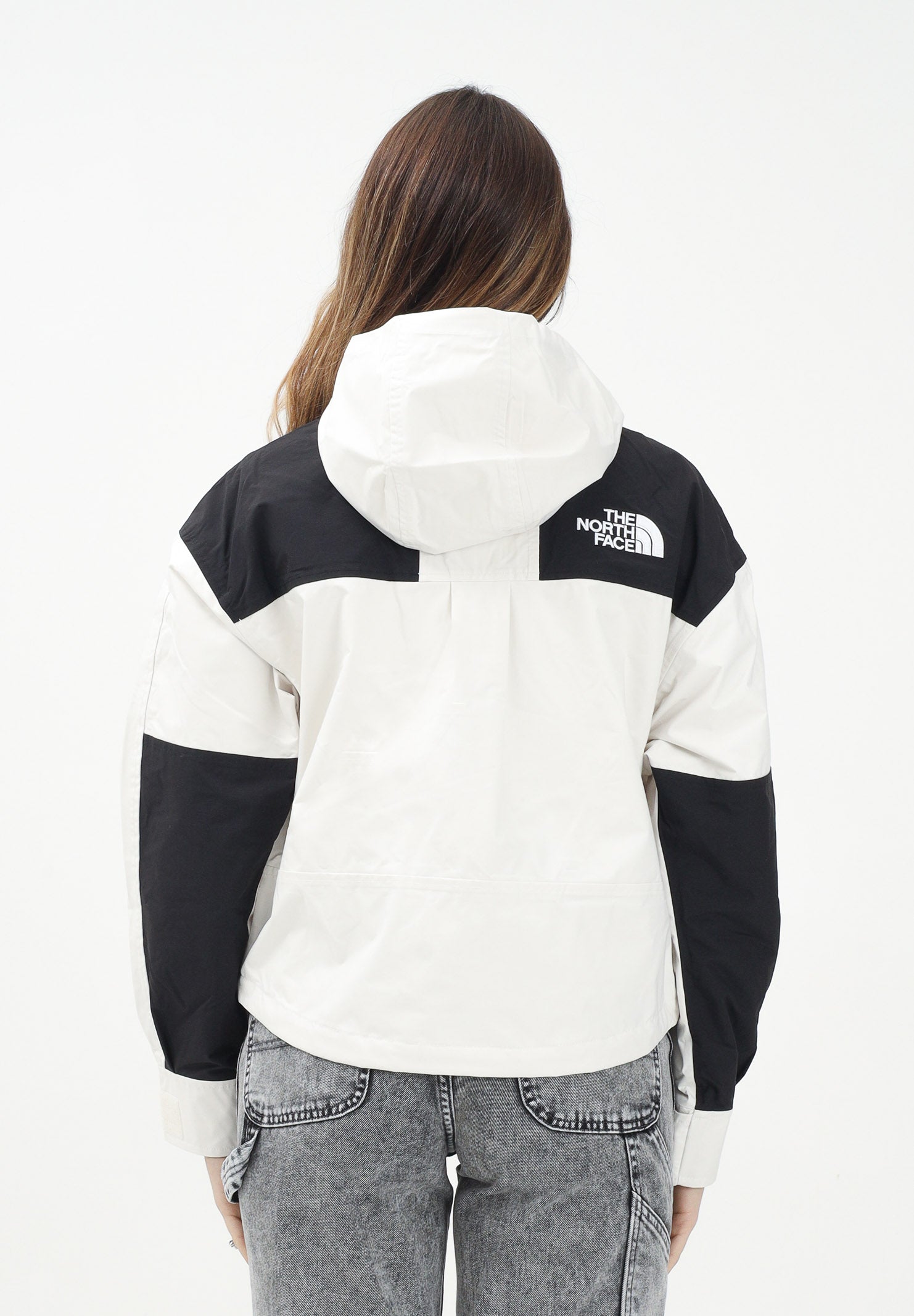 THE NORTH FACE Giacca a vento Mountain Mono nera e panna da donna NF0A8BCHROU1 . THE NORTH FACE