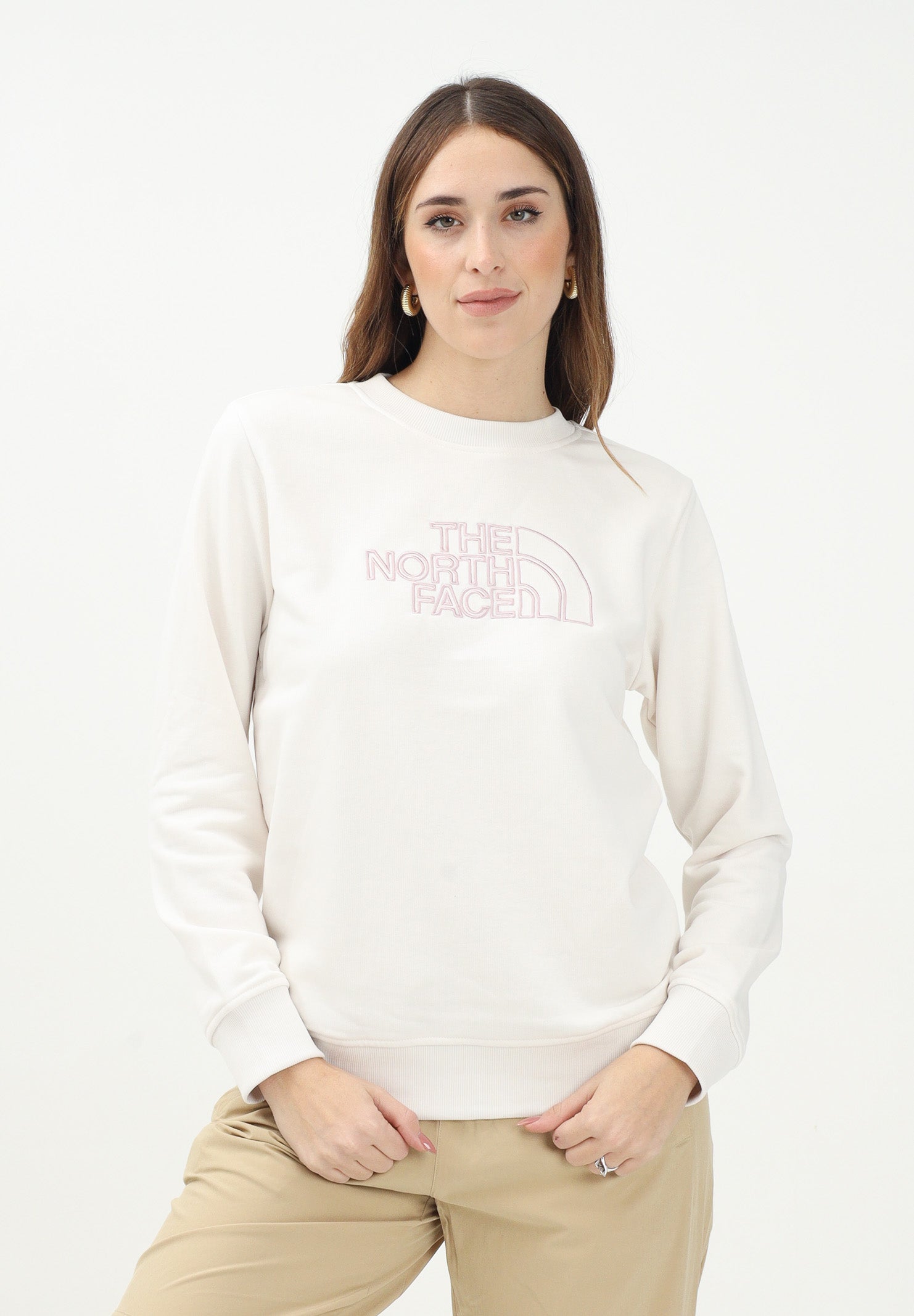 THE NORTH FACE Felpa girocollo Drew Peak Light panna da donna NF0A8C1EATW1 . THE NORTH FACE