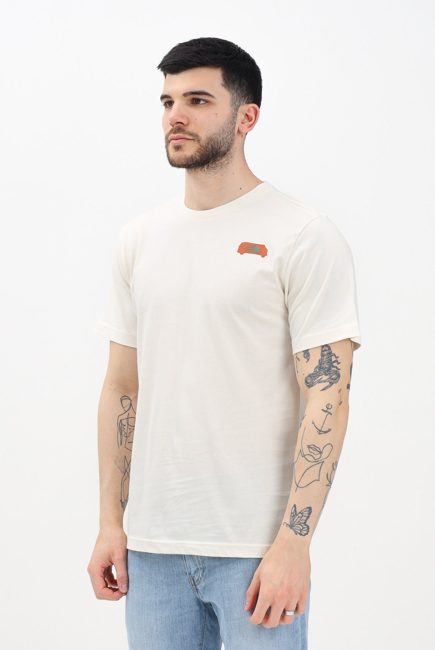 THE NORTH FACE T-shirt a manica corta Outdoor Graphic beige da uomo NF0A8C1ZQLI1 . THE NORTH FACE
