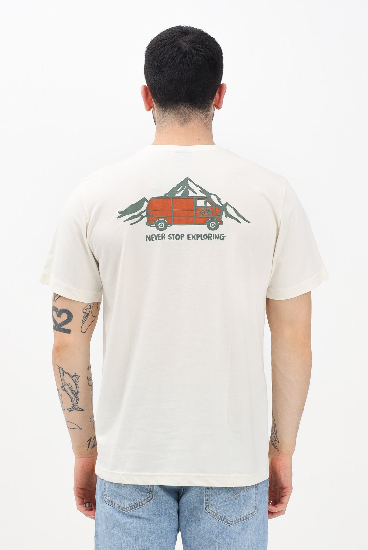 THE NORTH FACE T-shirt a manica corta Outdoor Graphic beige da uomo NF0A8C1ZQLI1 . THE NORTH FACE