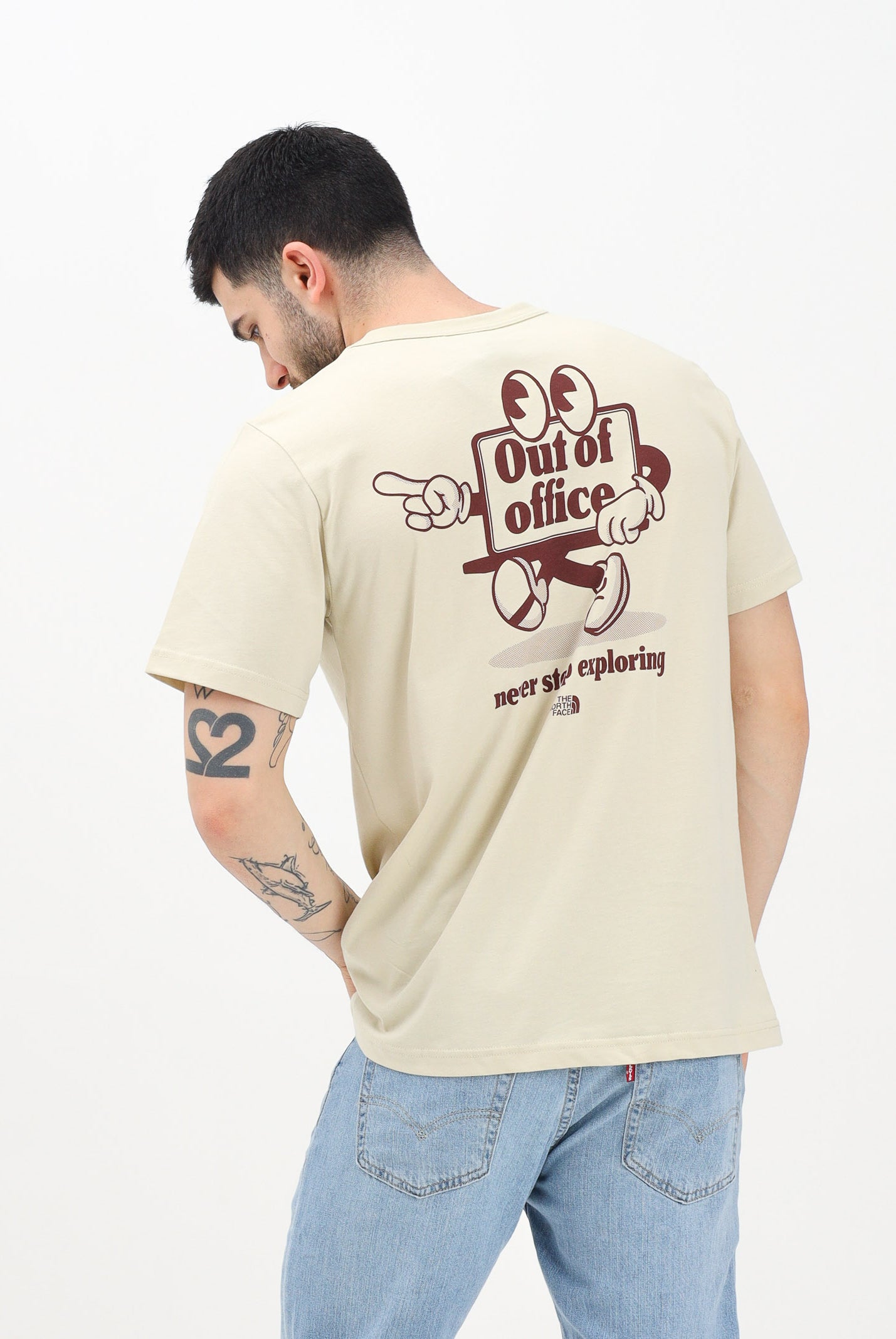 THE NORTH FACE T-shirt a manica corta Relaxed Cartoon beige da uomo NF0A8C303X41 . THE NORTH FACE