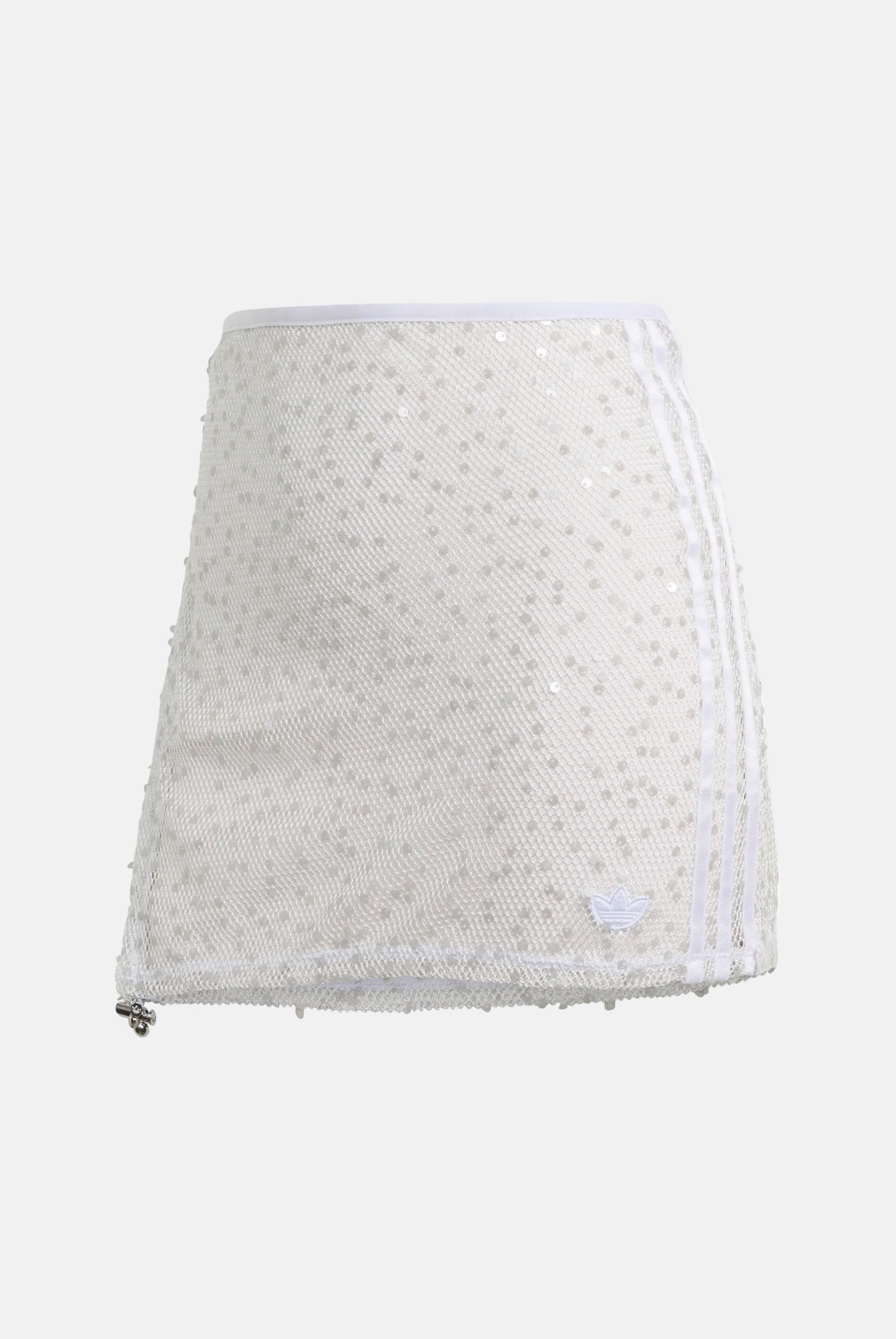 ADIDAS ORIGINALS Gonna corta bianca da donna con paillettes e motivo traforato<BR/> HZ1007 . ADIDAS ORIGINALS