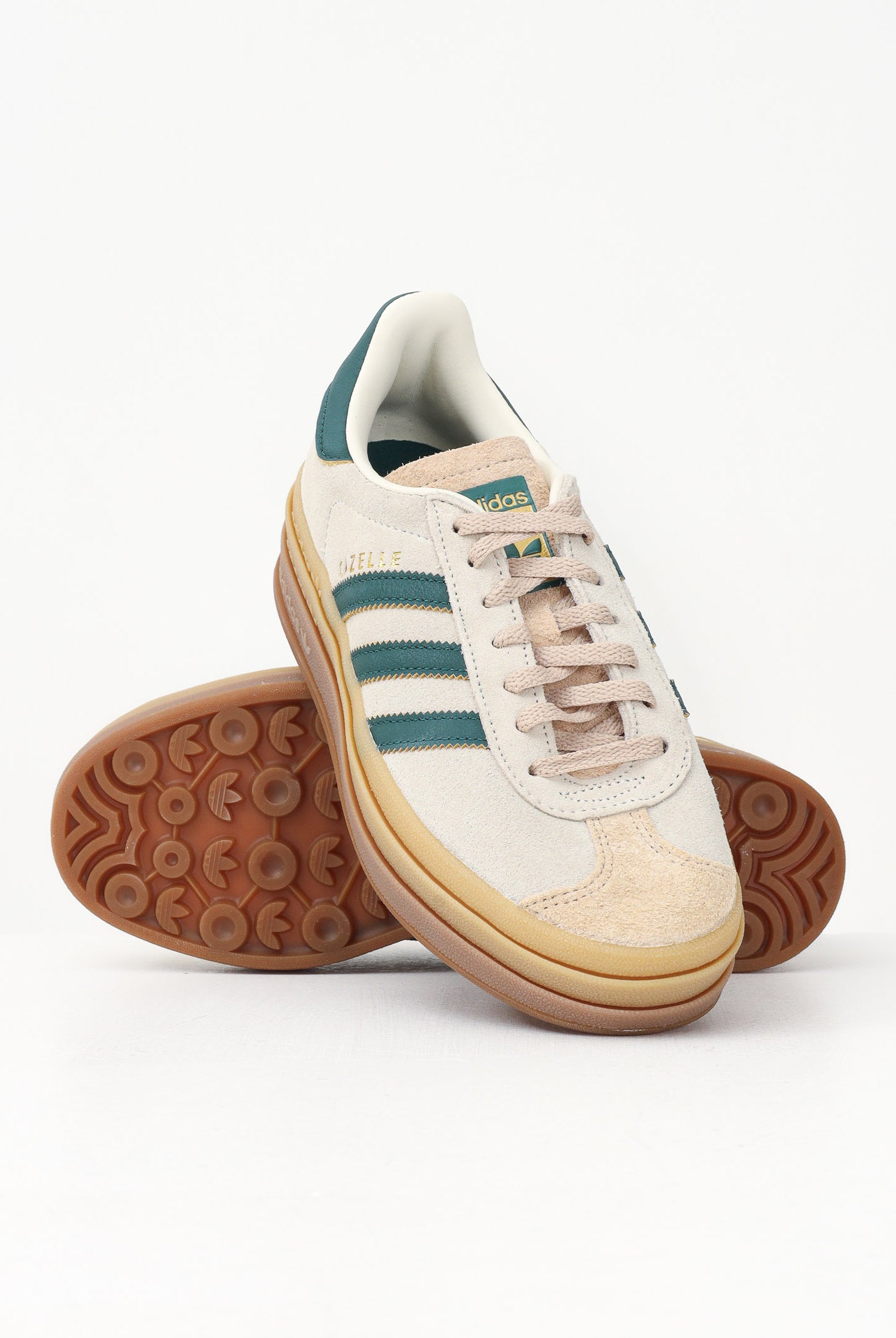 ADIDAS ORIGINALS Sneakers Gazelle Bold beige e verdi da donna ID7056 . ADIDAS ORIGINALS