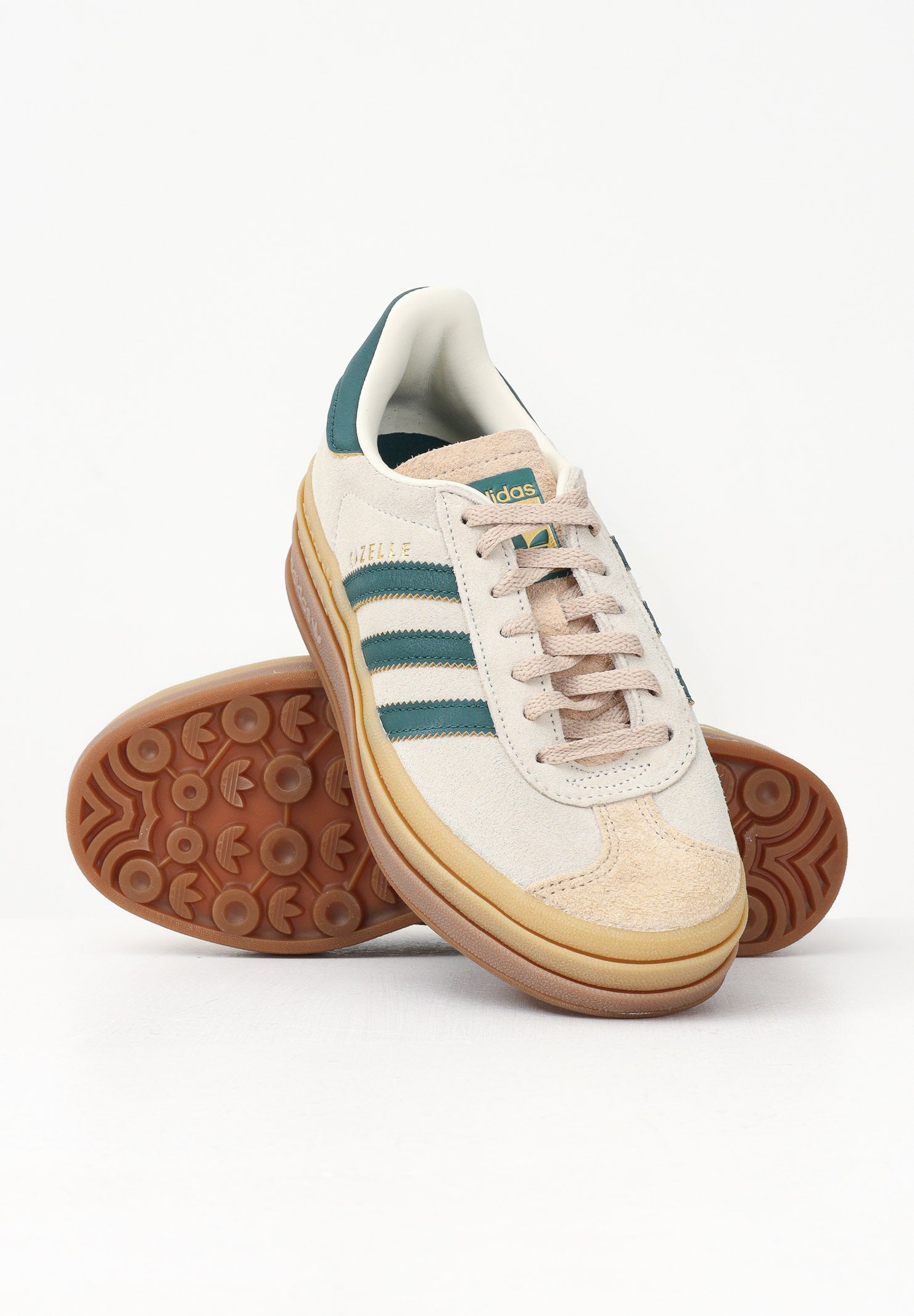 ADIDAS ORIGINALS Sneakers Gazelle Bold beige e verdi da donna ID7056 . ADIDAS ORIGINALS