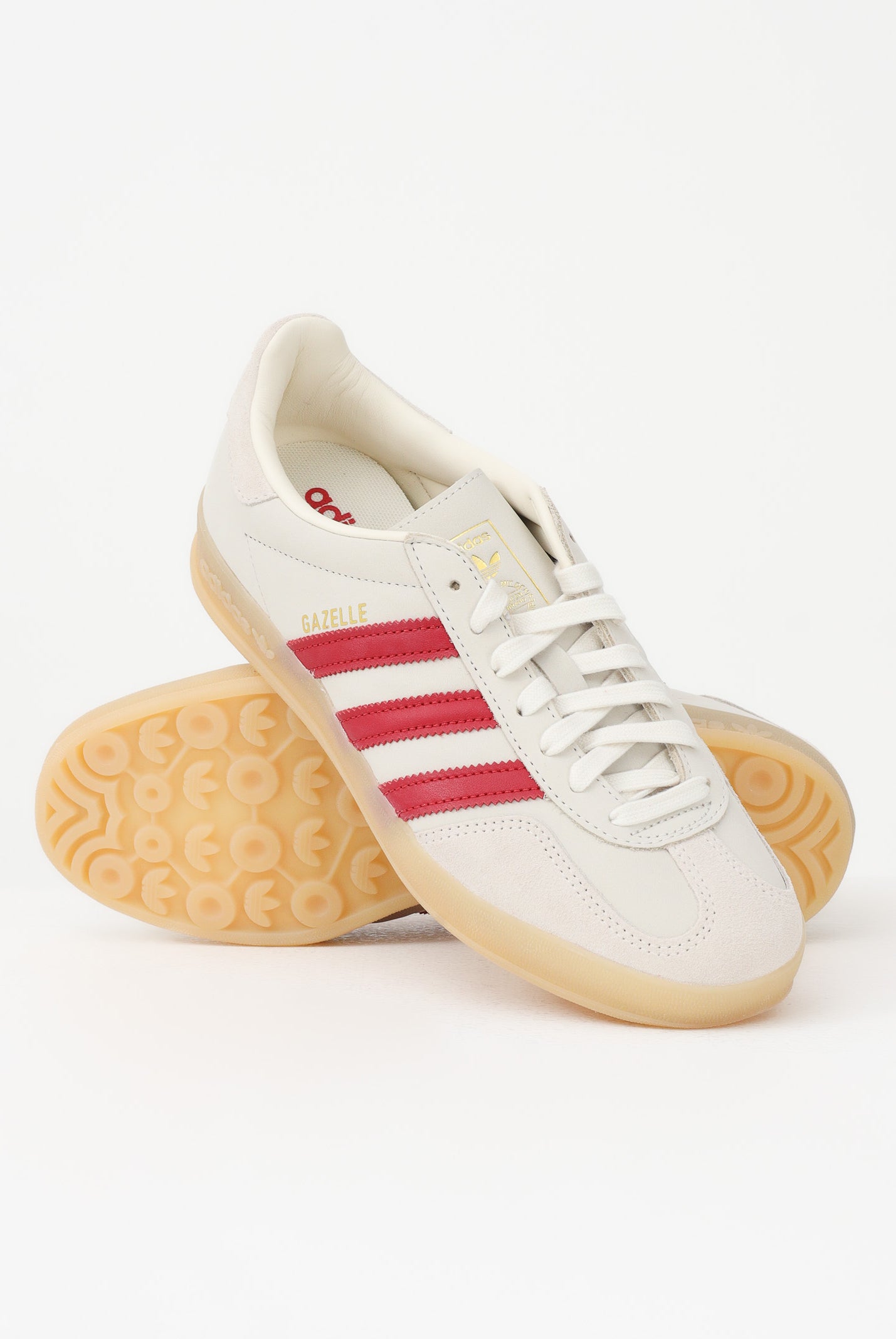 ADIDAS ORIGINALS Sneakers GAZELLE INDOOR AYAKKABI beige e rosse per uomo e donna IH9676 . ADIDAS ORIGINALS