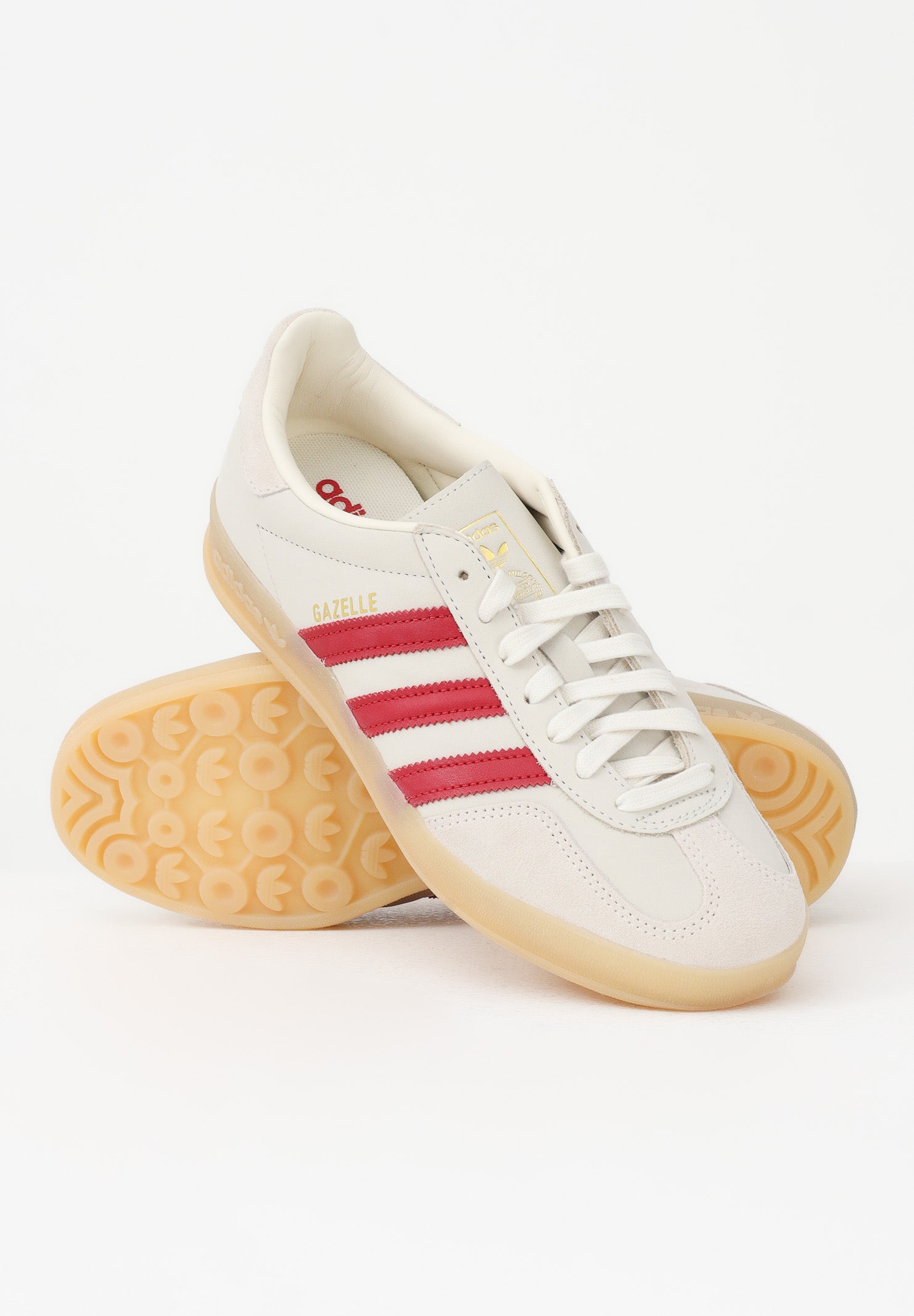 ADIDAS ORIGINALS Sneakers GAZELLE INDOOR AYAKKABI beige e rosse per uomo e donna IH9676 . ADIDAS ORIGINALS