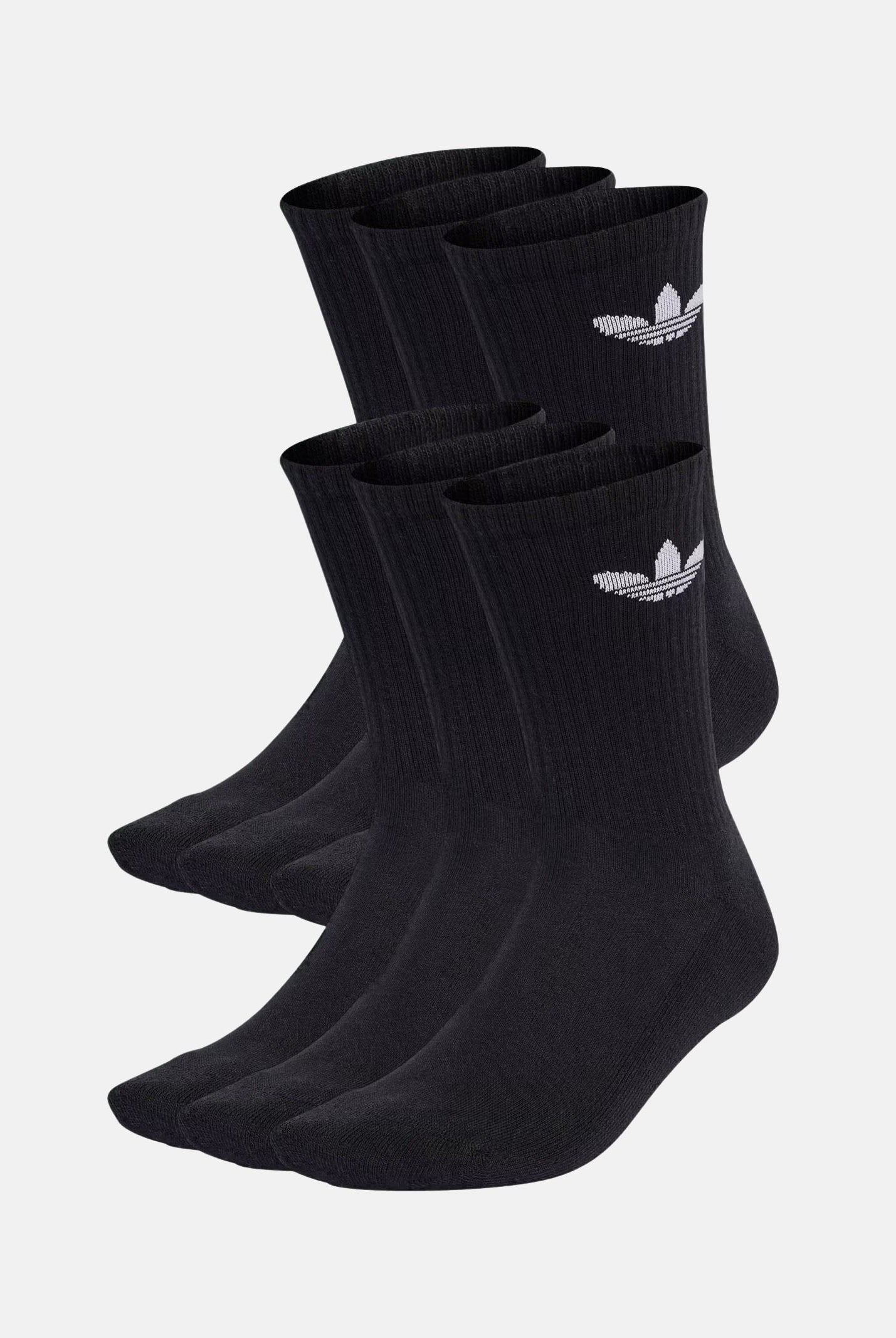ADIDAS ORIGINALS Calzini Trefoil Cushion Crew (6paia) neri per uomo e donna IJ5618 . ADIDAS ORIGINALS