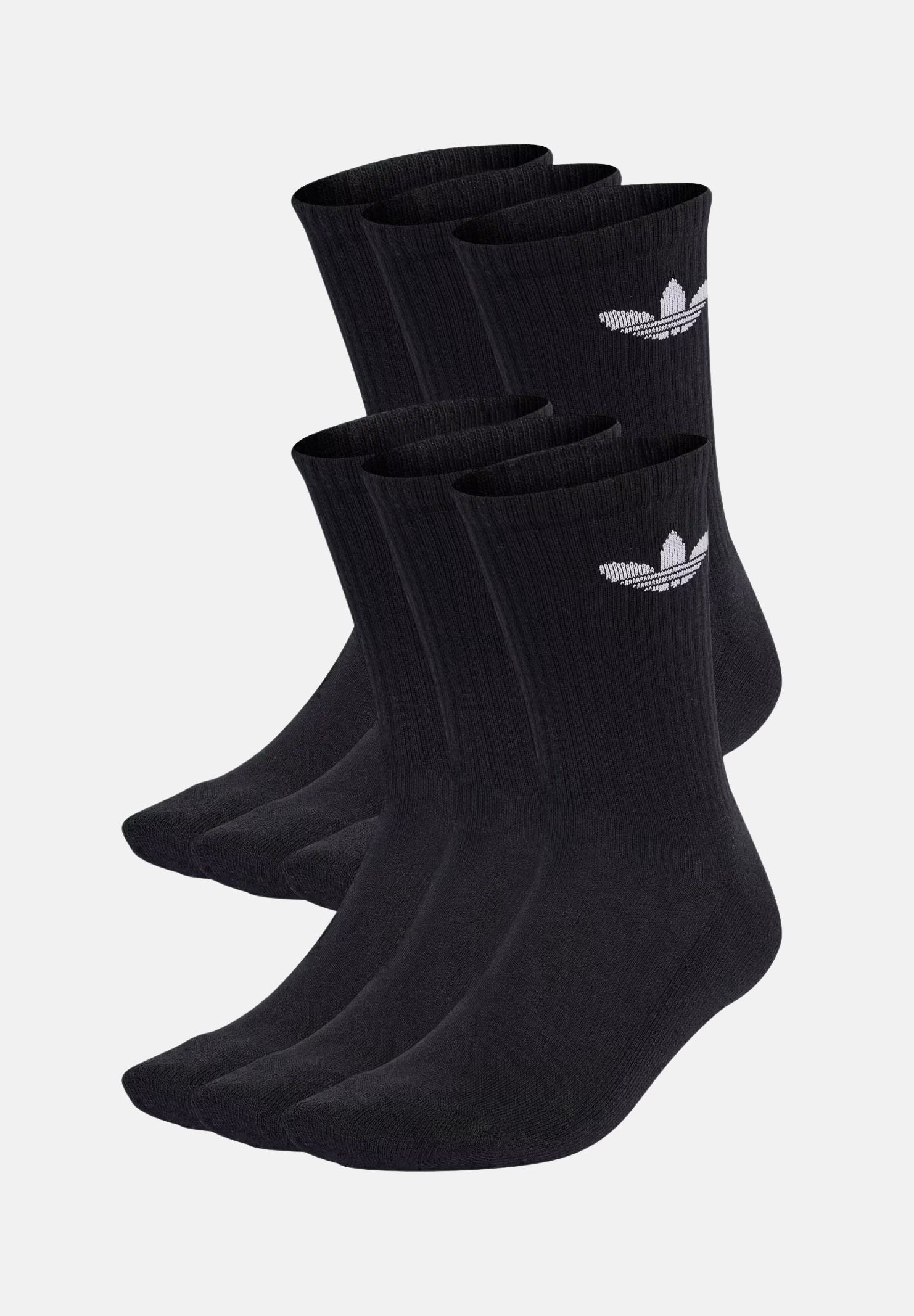 ADIDAS ORIGINALS Calzini Trefoil Cushion Crew (6paia) neri per uomo e donna IJ5618 . ADIDAS ORIGINALS