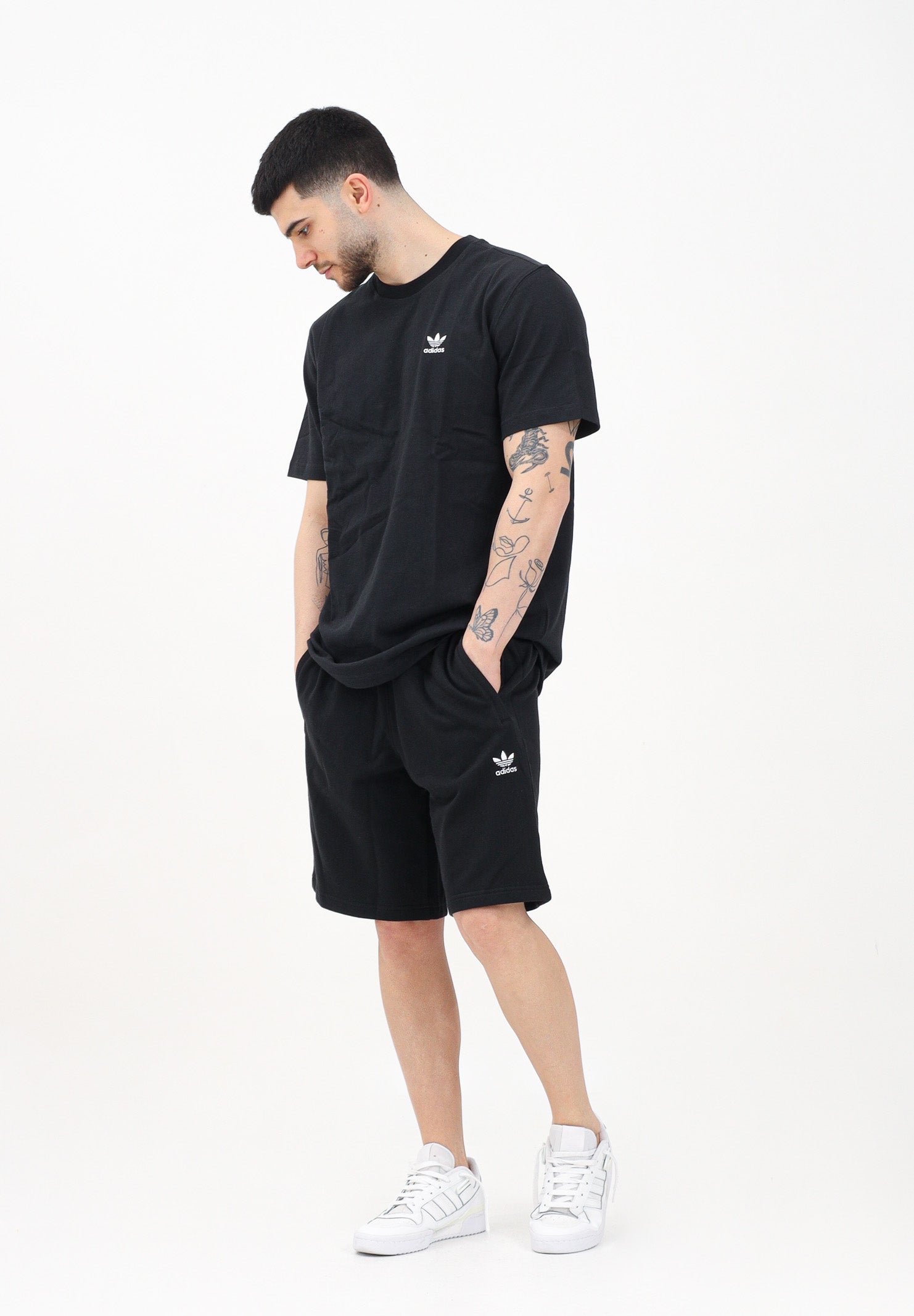 ADIDAS ORIGINALS Shorts sportivo Essentials Trefoil nero da uomo IY8520 . ADIDAS ORIGINALS