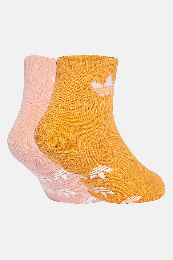 ADIDAS ORIGINALS Calzini antiscivolo (2 paia) rosa e arancione da neonato JC8540 . ADIDAS ORIGINALS