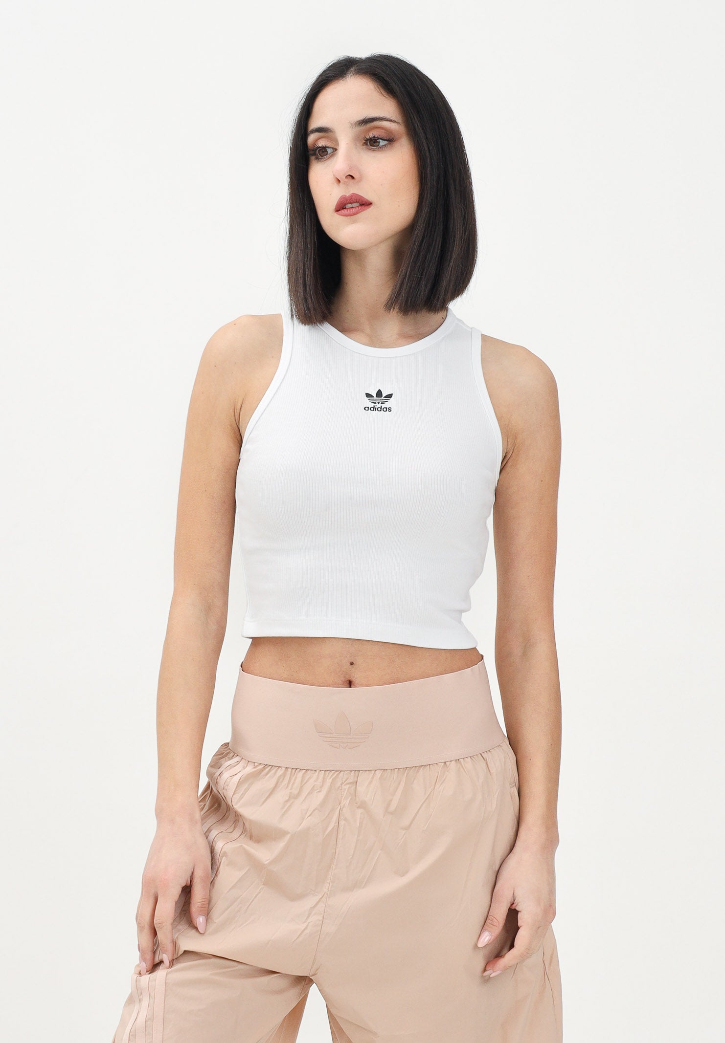 ADIDAS ORIGINALS Canotta Essentials Ribbed bianca da donna JC9007 . ADIDAS ORIGINALS