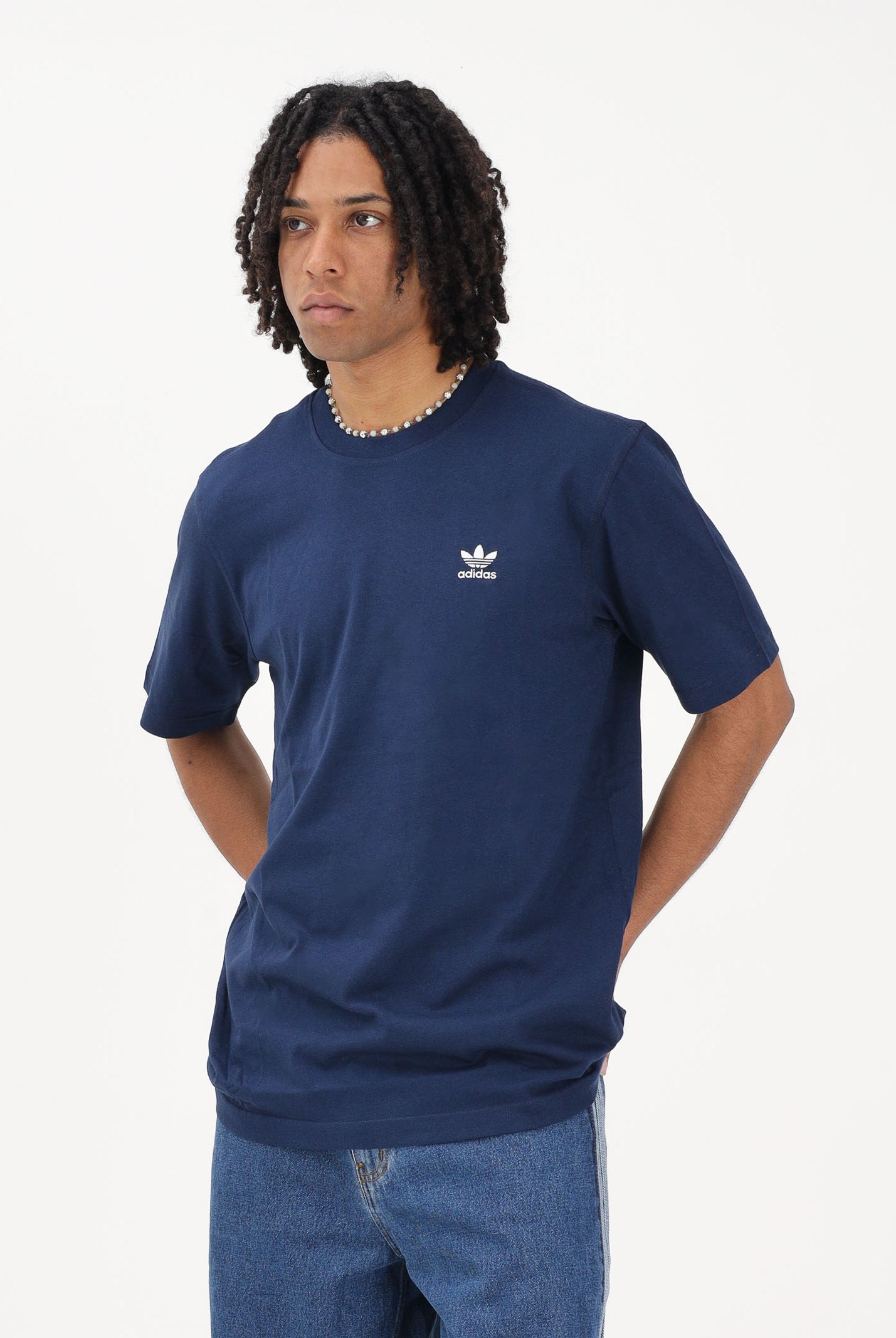 ADIDAS ORIGINALS T-shirt a manica corta Trefoil Essentials blu da uomo JC9989 . ADIDAS ORIGINALS