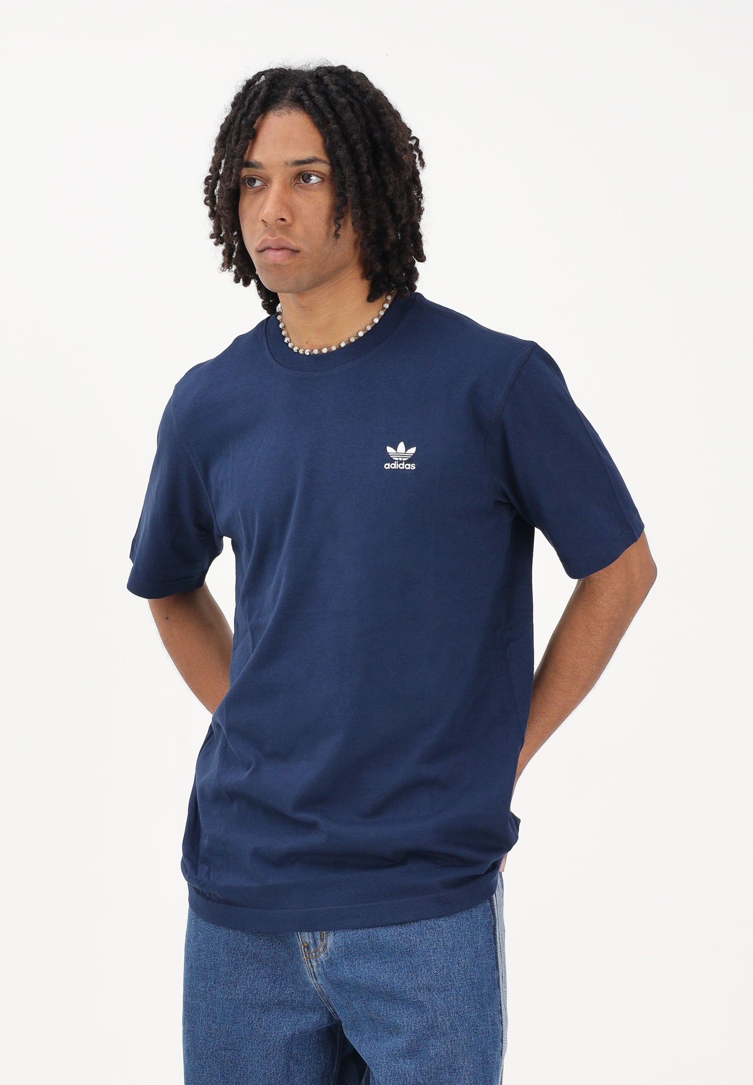 ADIDAS ORIGINALS T-shirt a manica corta Trefoil Essentials blu da uomo JC9989 . ADIDAS ORIGINALS