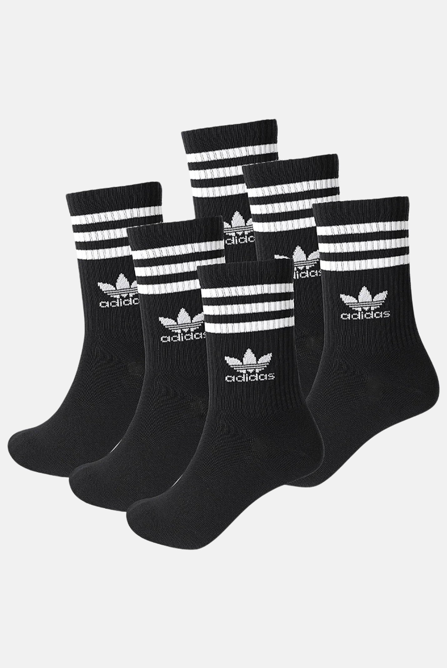 ADIDAS ORIGINALS Set da 6 paia di calzini 3-STRIPES CREW neri per uomo e donna JE1829 . ADIDAS ORIGINALS
