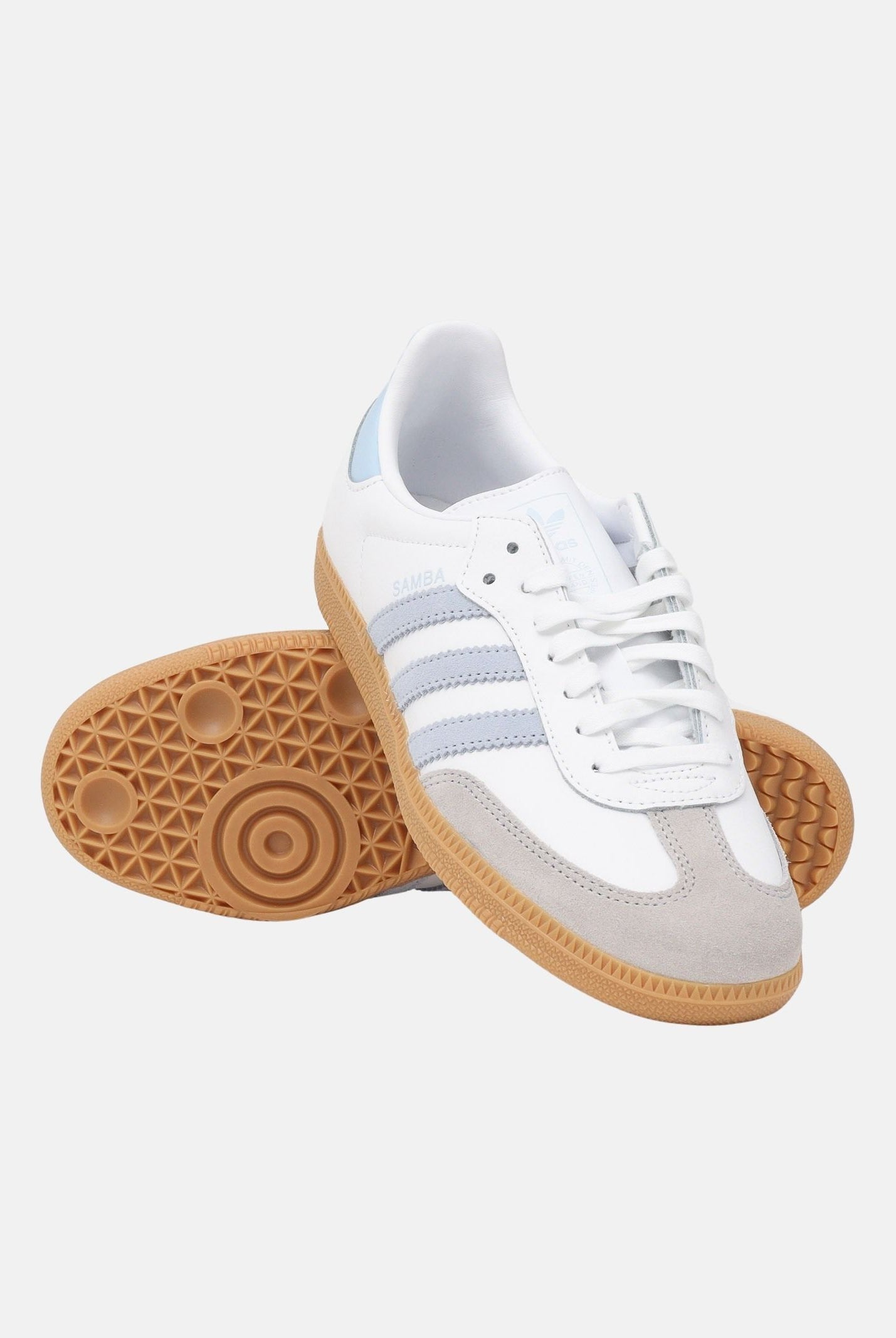 ADIDAS ORIGINALS Sneakers SAMBA OG bianche e celesti per uomo e donna JQ2019 . ADIDAS ORIGINALS