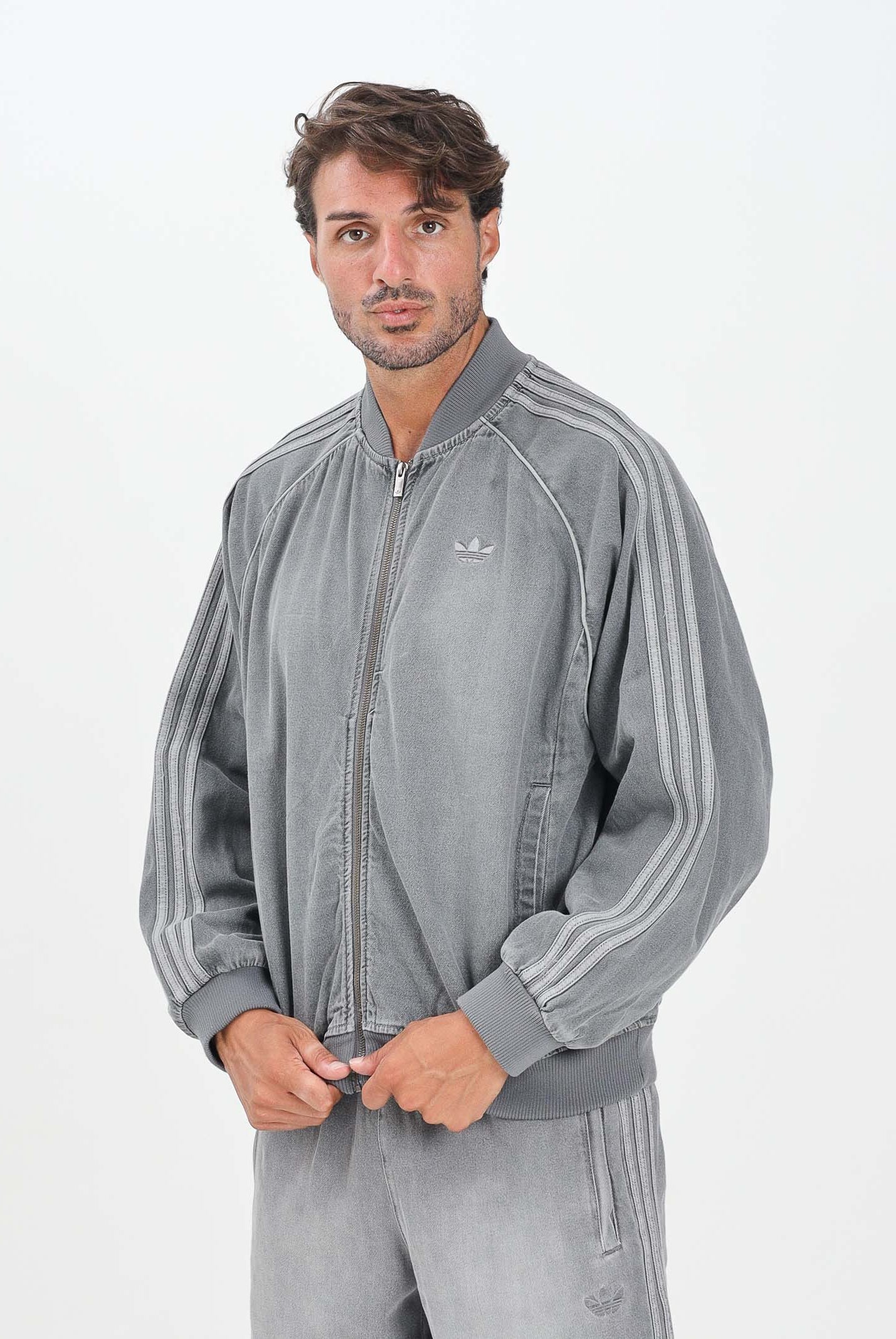 ADIDAS ORIGINALS Giacca SST Adicolor Loose in denim grigio da uomo JW5915 . ADIDAS ORIGINALS