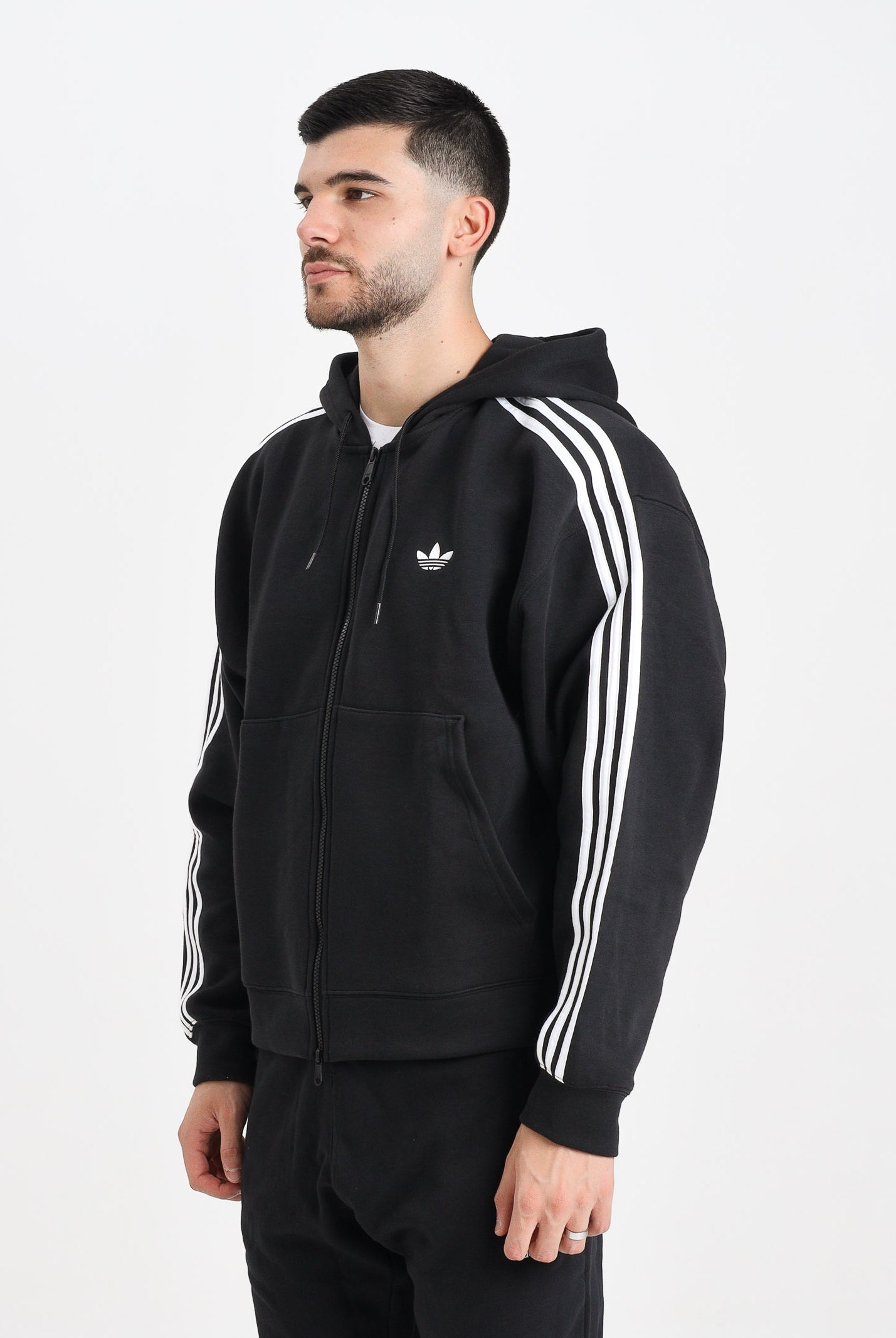 ADIDAS ORIGINALS Felpa con zip Adicolor Spacer Oversized nera da uomo JX1507 . ADIDAS ORIGINALS