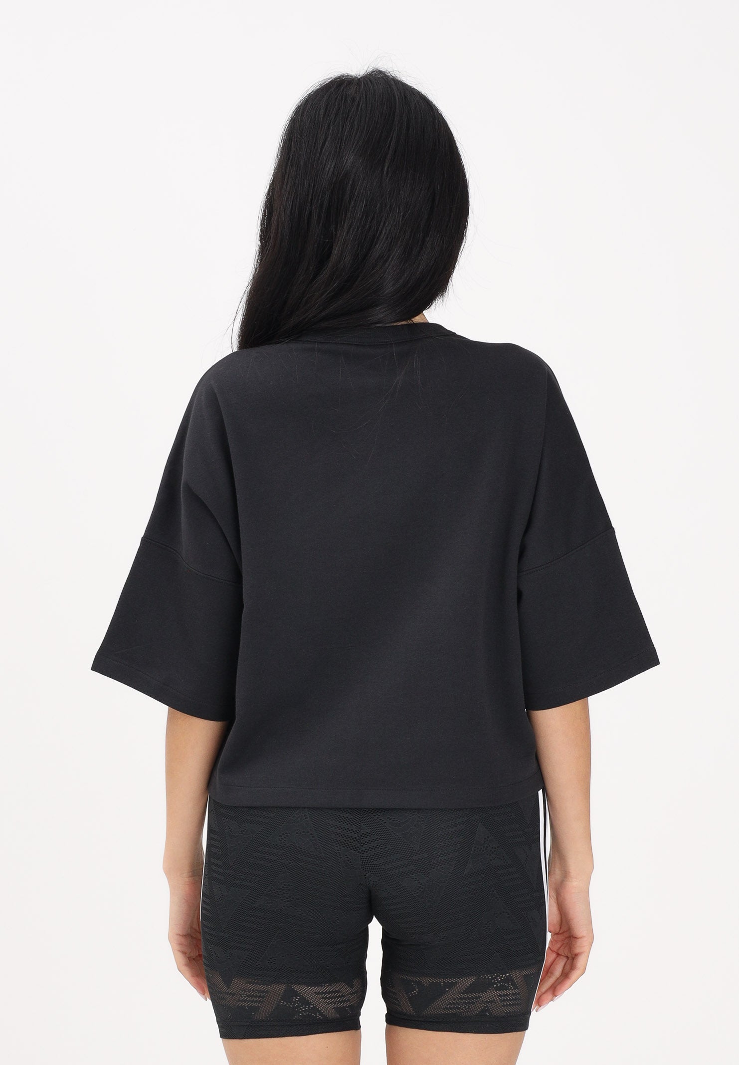 ADIDAS ORIGINALS T-shirt a manica corta Off Placed 3-Stripes nera da donna JX2707 . ADIDAS ORIGINALS