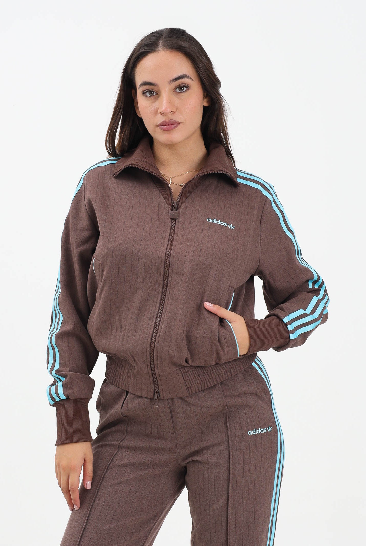 ADIDAS ORIGINALS Felpa con zip Tailored marrone da donna JX5311 . ADIDAS ORIGINALS