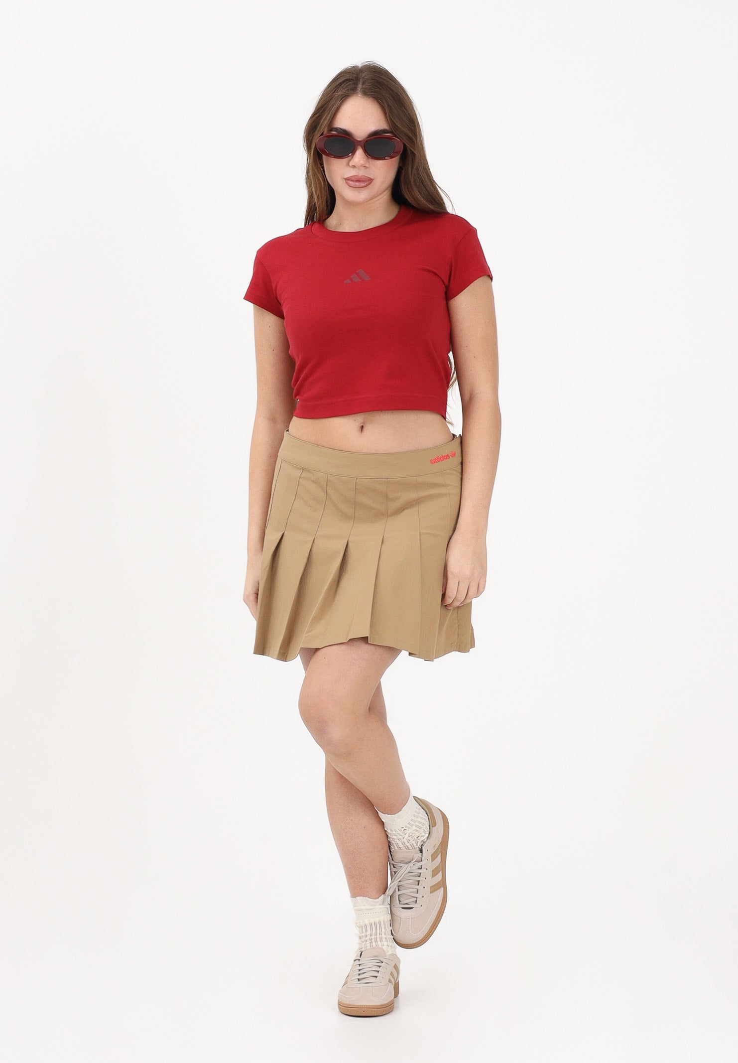 ADIDAS ORIGINALS Gonna corta Pleated beige da donna JY3564 . ADIDAS ORIGINALS