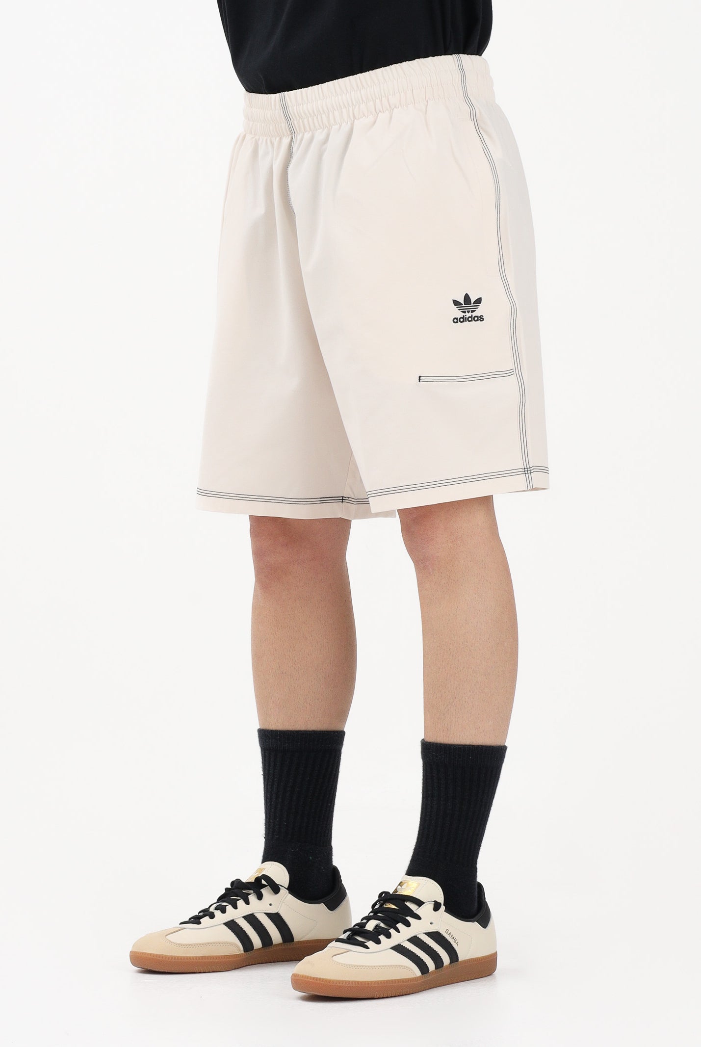 ADIDAS ORIGINALS Shorts sportivo TREFOIL ESSENTIALS panna da uomo KA8541 . ADIDAS ORIGINALS