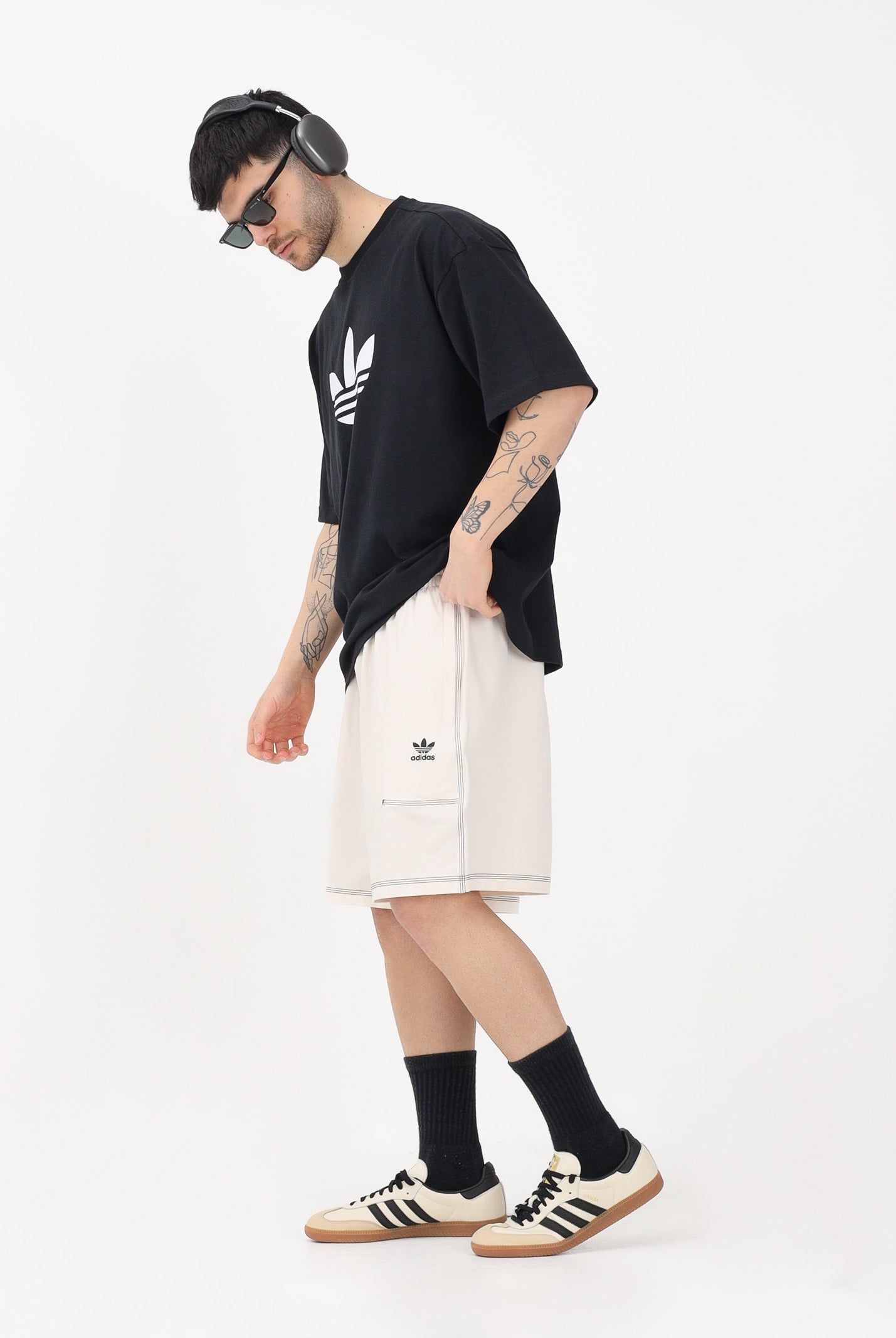 ADIDAS ORIGINALS Shorts sportivo TREFOIL ESSENTIALS panna da uomo KA8541 . ADIDAS ORIGINALS
