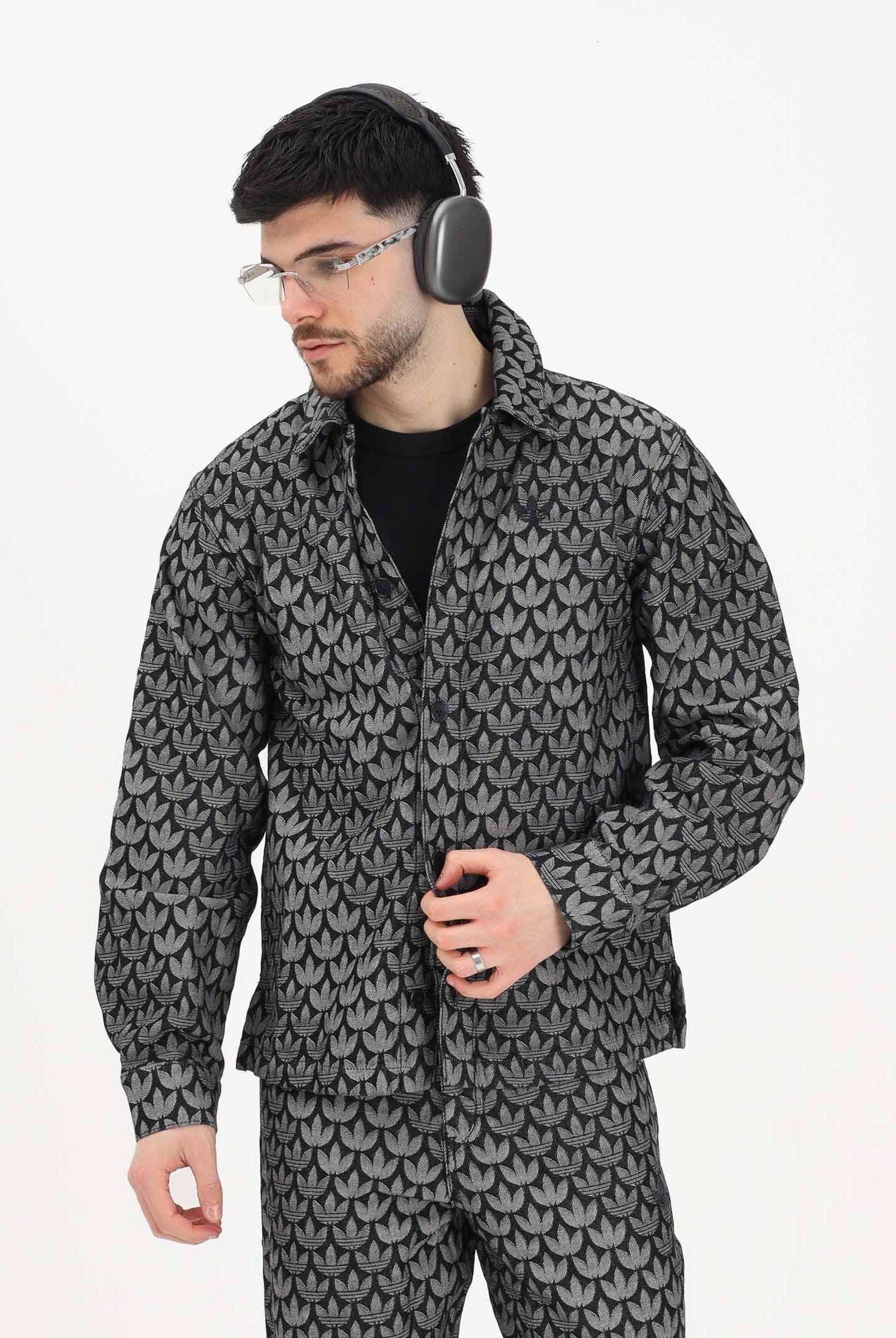 ADIDAS ORIGINALS Camicia in denim nero da uomo con monogramma KC6379 . ADIDAS ORIGINALS