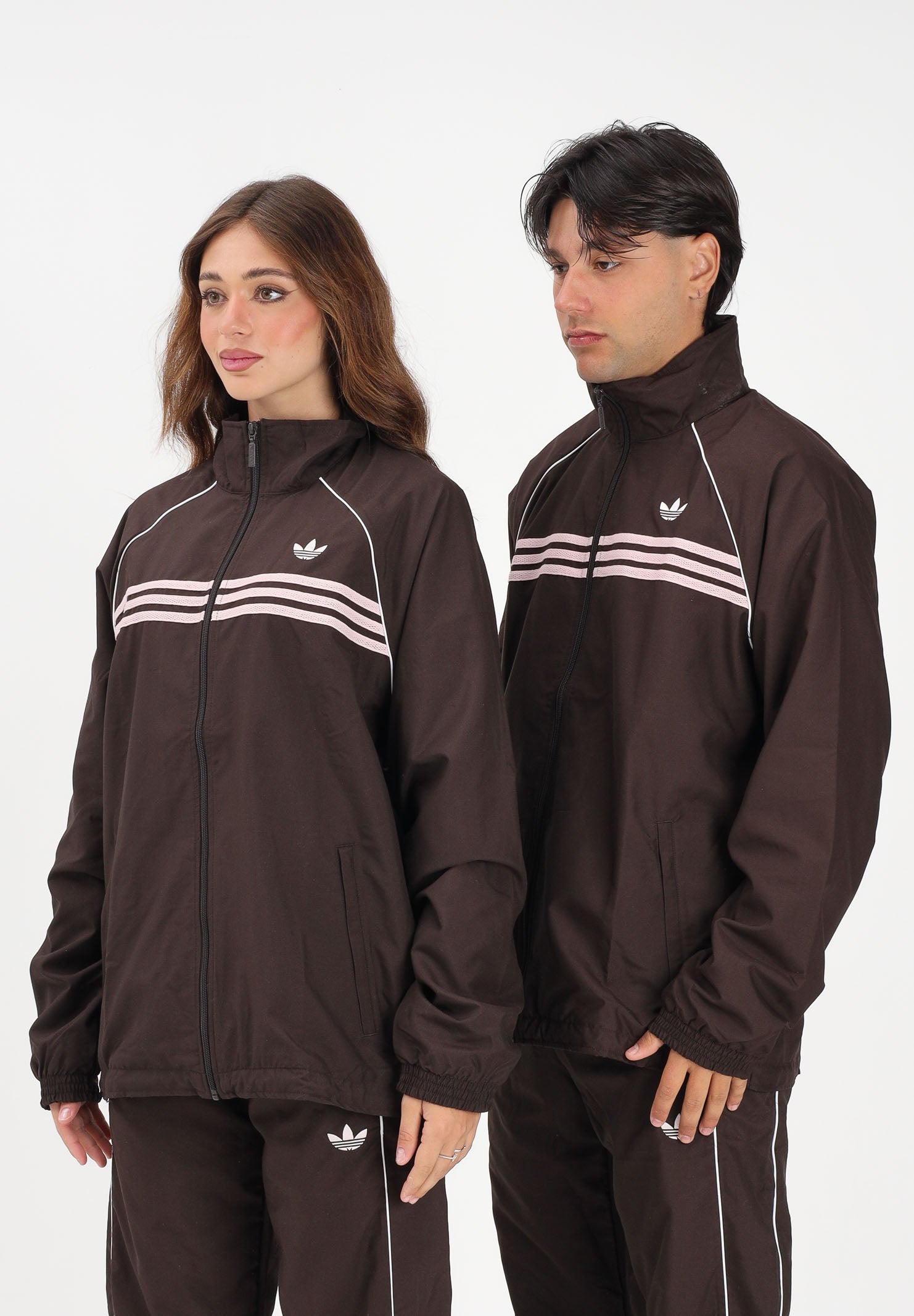 ADIDAS ORIGINALS Giacca a vento CHEST STRIPES marrone e rosa per uomo e donna KC6436 . ADIDAS ORIGINALS