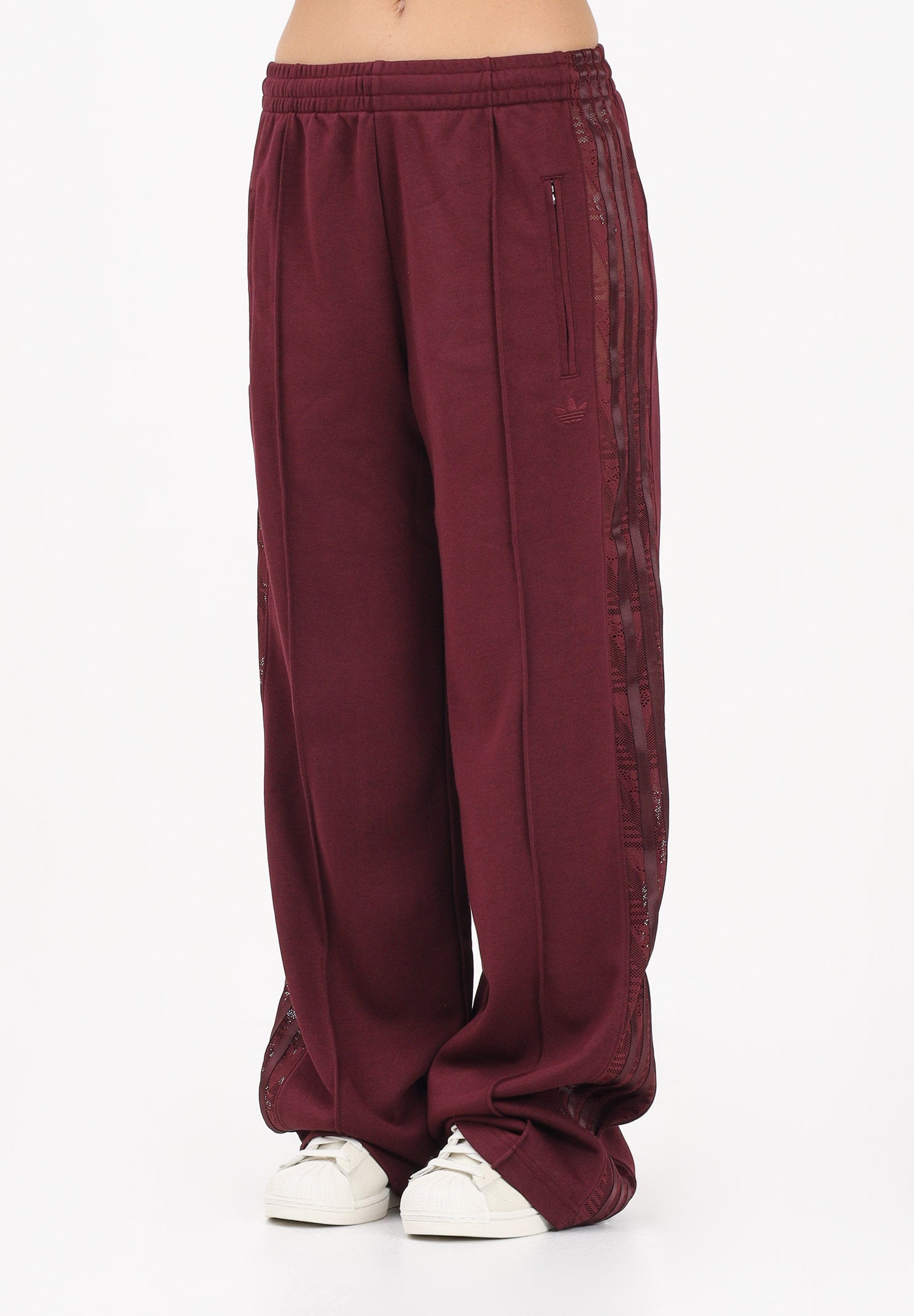 ADIDAS ORIGINALS Pantalone sportivo FIREBIRD IN PIZZO bordeaux da donna KC6445 . ADIDAS ORIGINALS