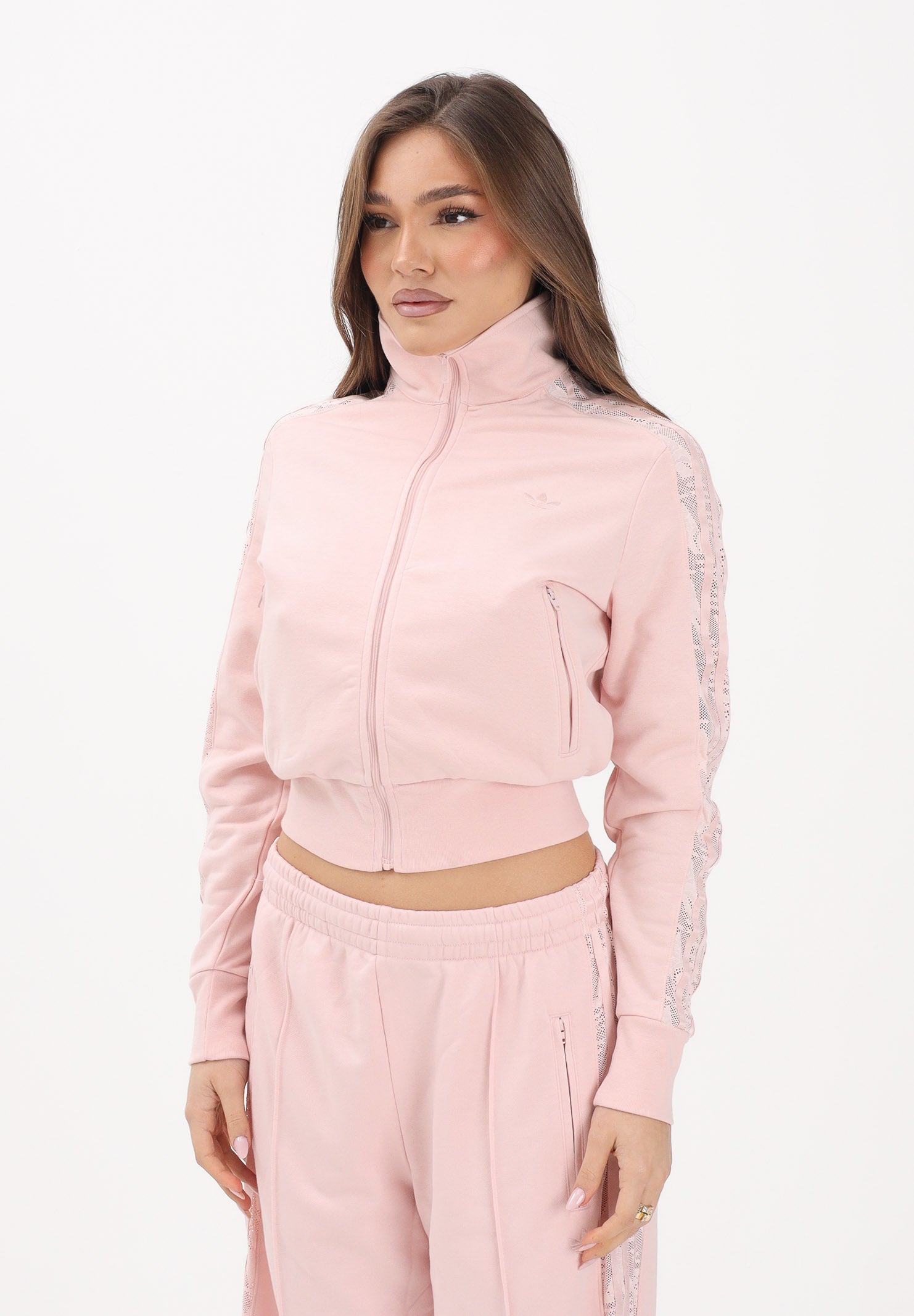 ADIDAS ORIGINALS Felpa con zip FIREBIRD LACE rosa da donna KC6450 . ADIDAS ORIGINALS