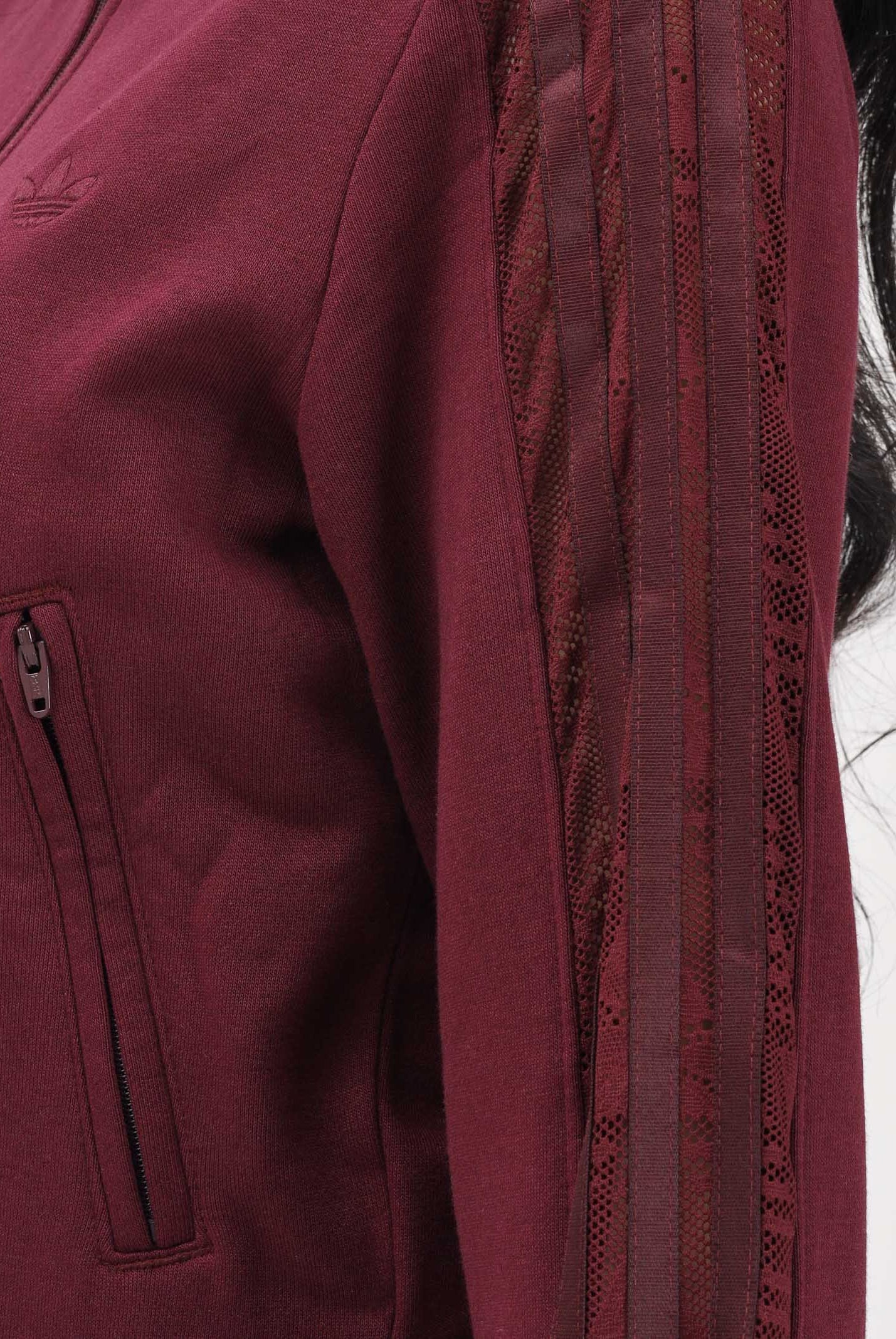 ADIDAS ORIGINALS Felpa con zip FIREBIRD LACE bordeaux da donna KC6451 . ADIDAS ORIGINALS