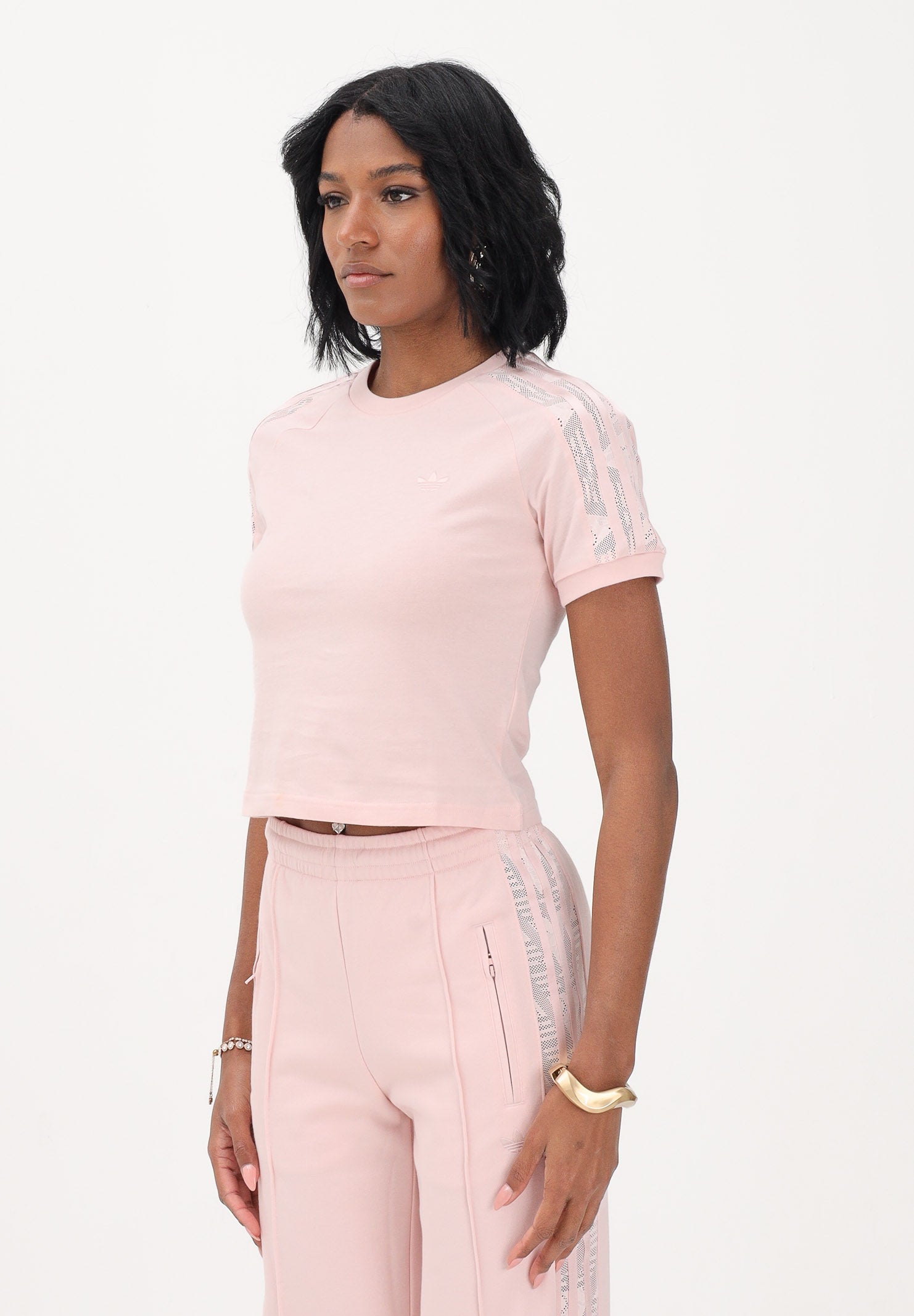 ADIDAS ORIGINALS T-shirt a manica corta LACE CALI rosa da donna KC6452 . ADIDAS ORIGINALS