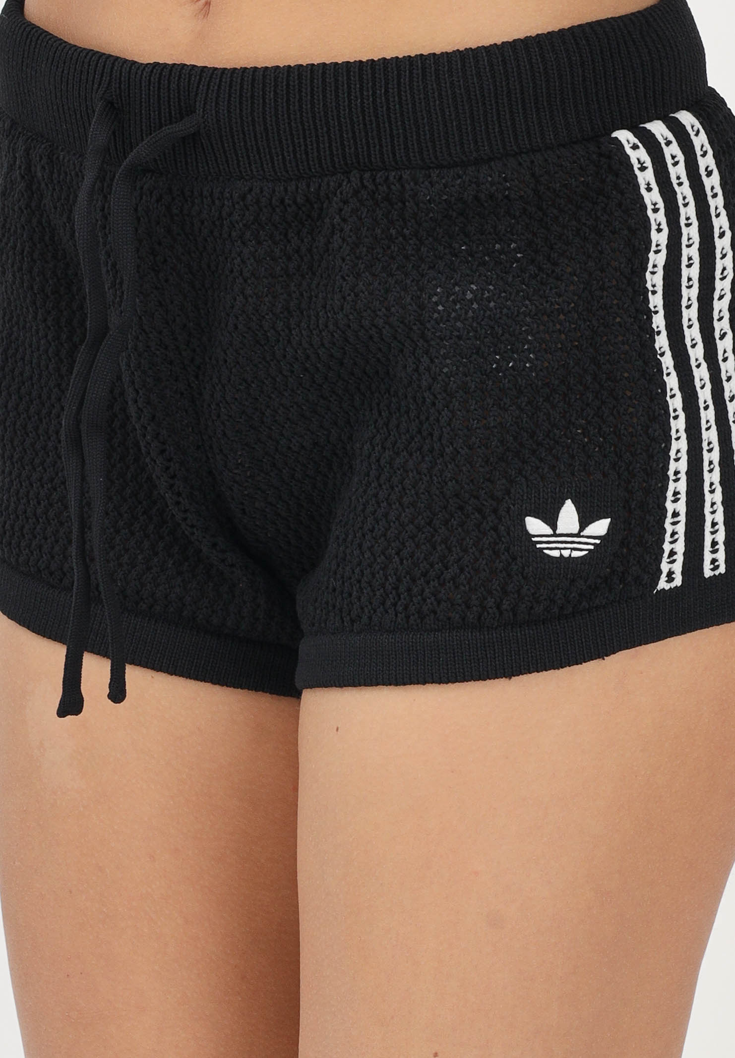 ADIDAS ORIGINALS Shorts Knitted Crochet nero da donna KC6478 . ADIDAS ORIGINALS